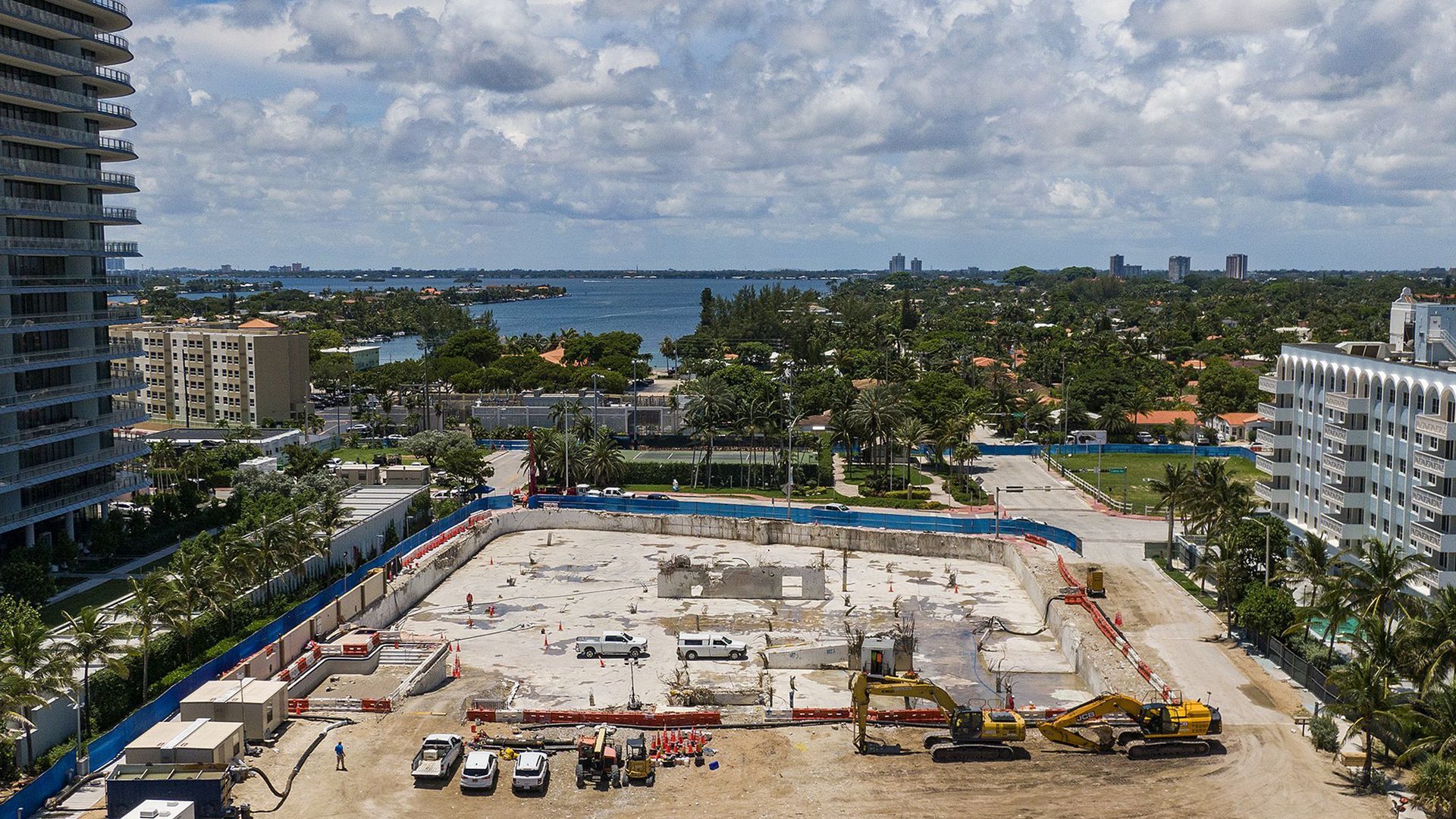 View of the land that once housed the Champlain Tower South in Surfside, Florida