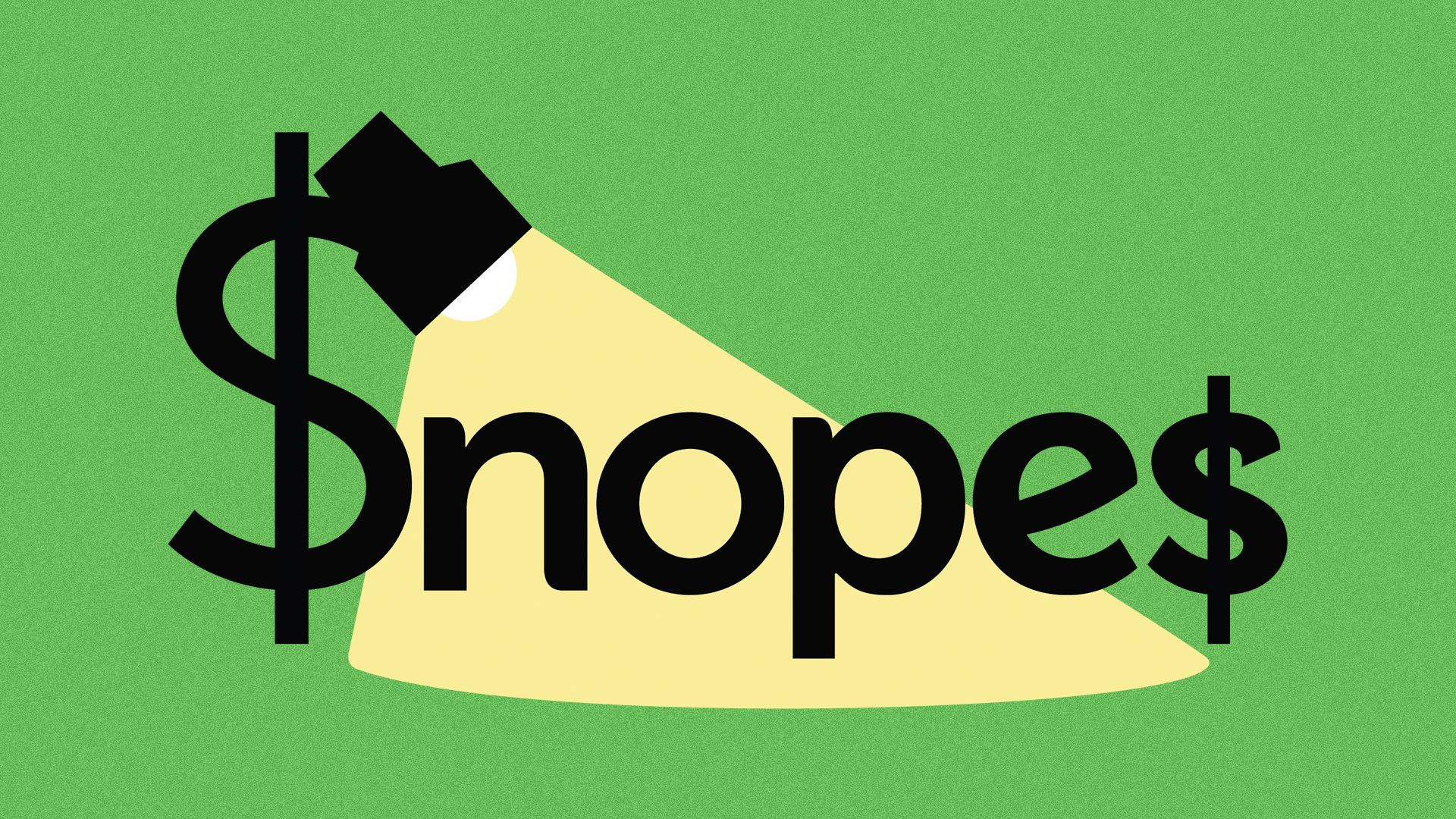 Illustration of the Snopes logo with the s's replaced by dollar signs.