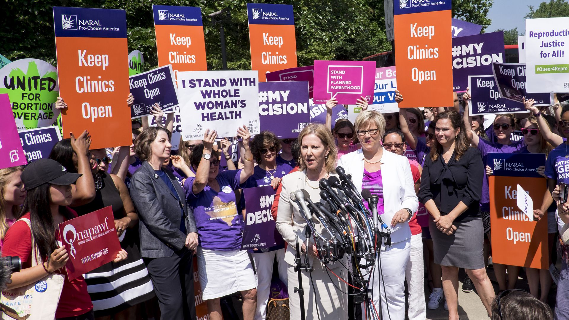 Texas abortion advocates outside the U.S. Supreme Court on June 27, 2016 in Washington, DC.