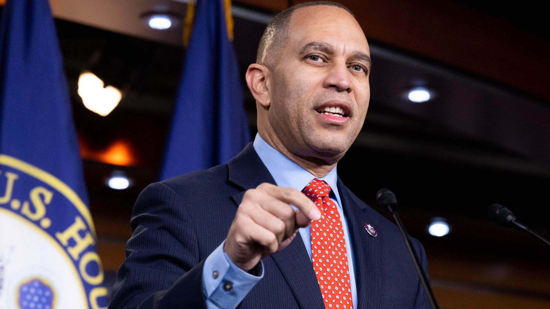 House Minority Leader Hakeem Jeffries (D-N.Y.) speaking in the Capitol on Jan. 12.