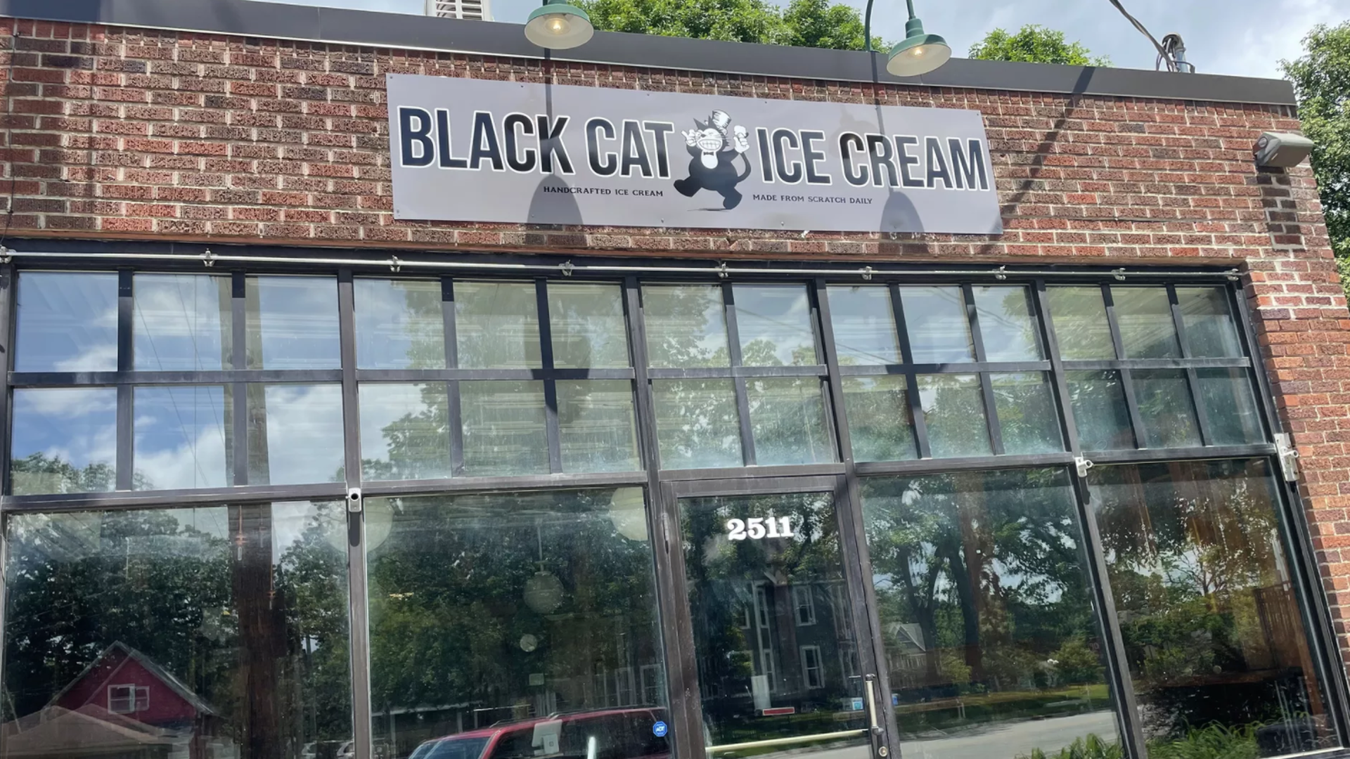 The exterior of Black Cat Ice Cream in Des Moines.