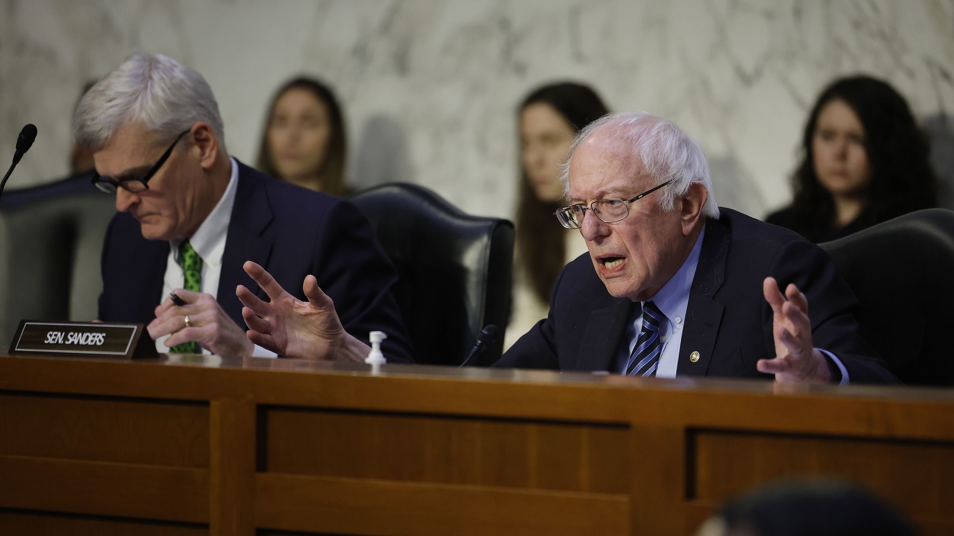 Senators Bernie Sanders and Bill Cassidy at a hearing