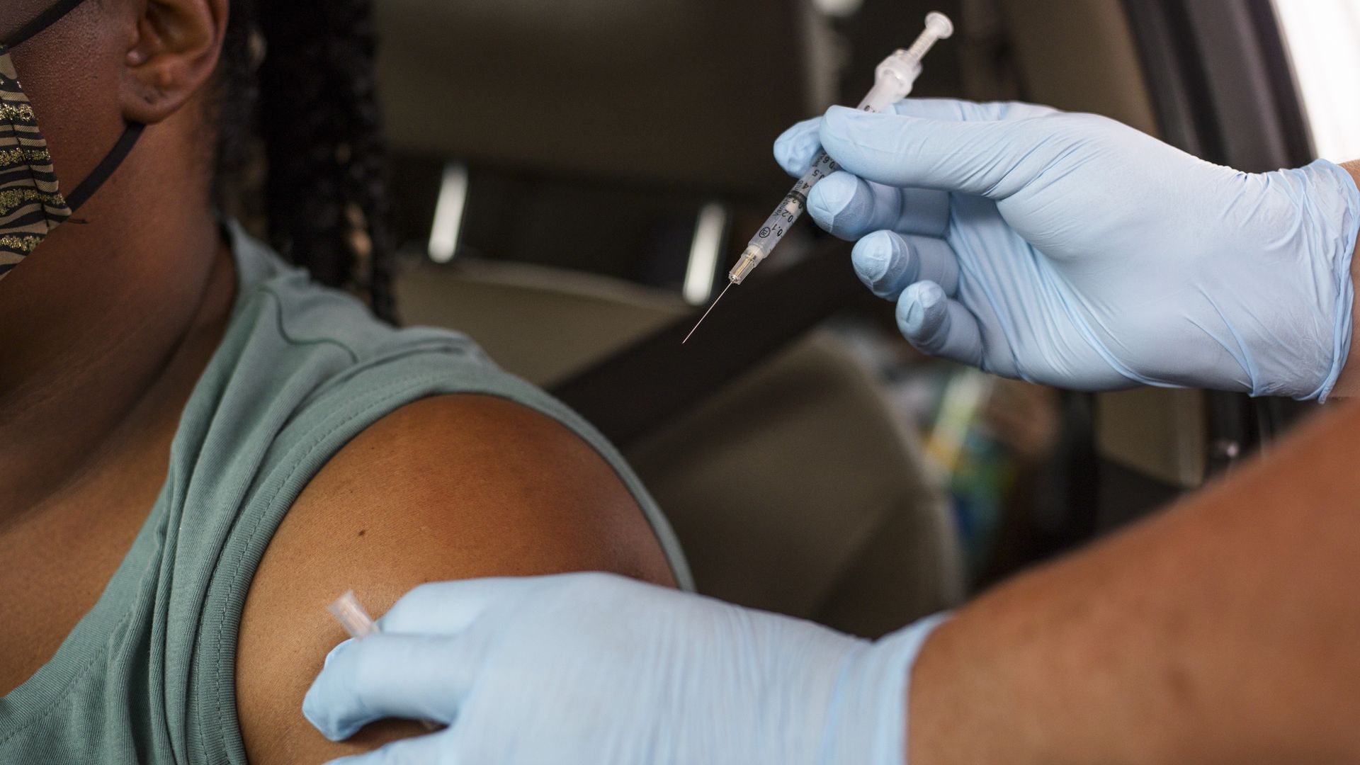 A person about to get vaccinated in Austin.