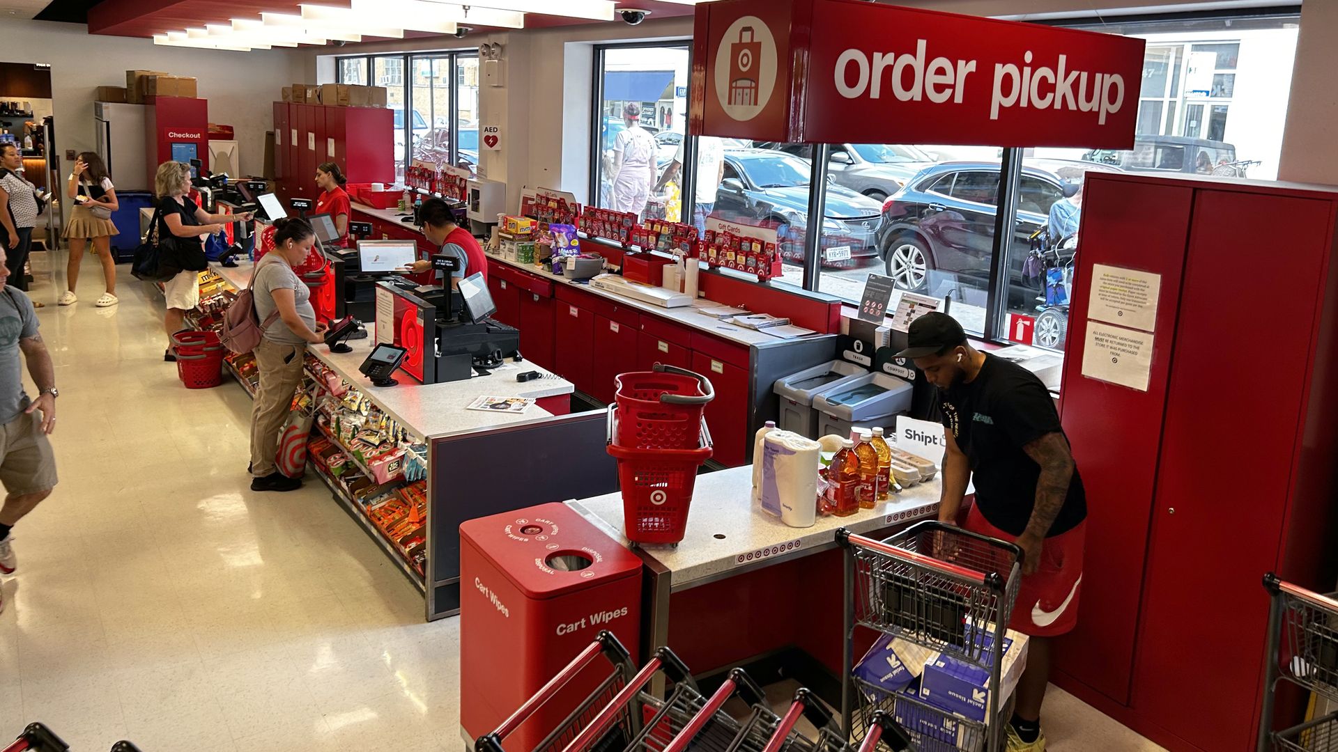 Target workers pack items for pickup and delivery