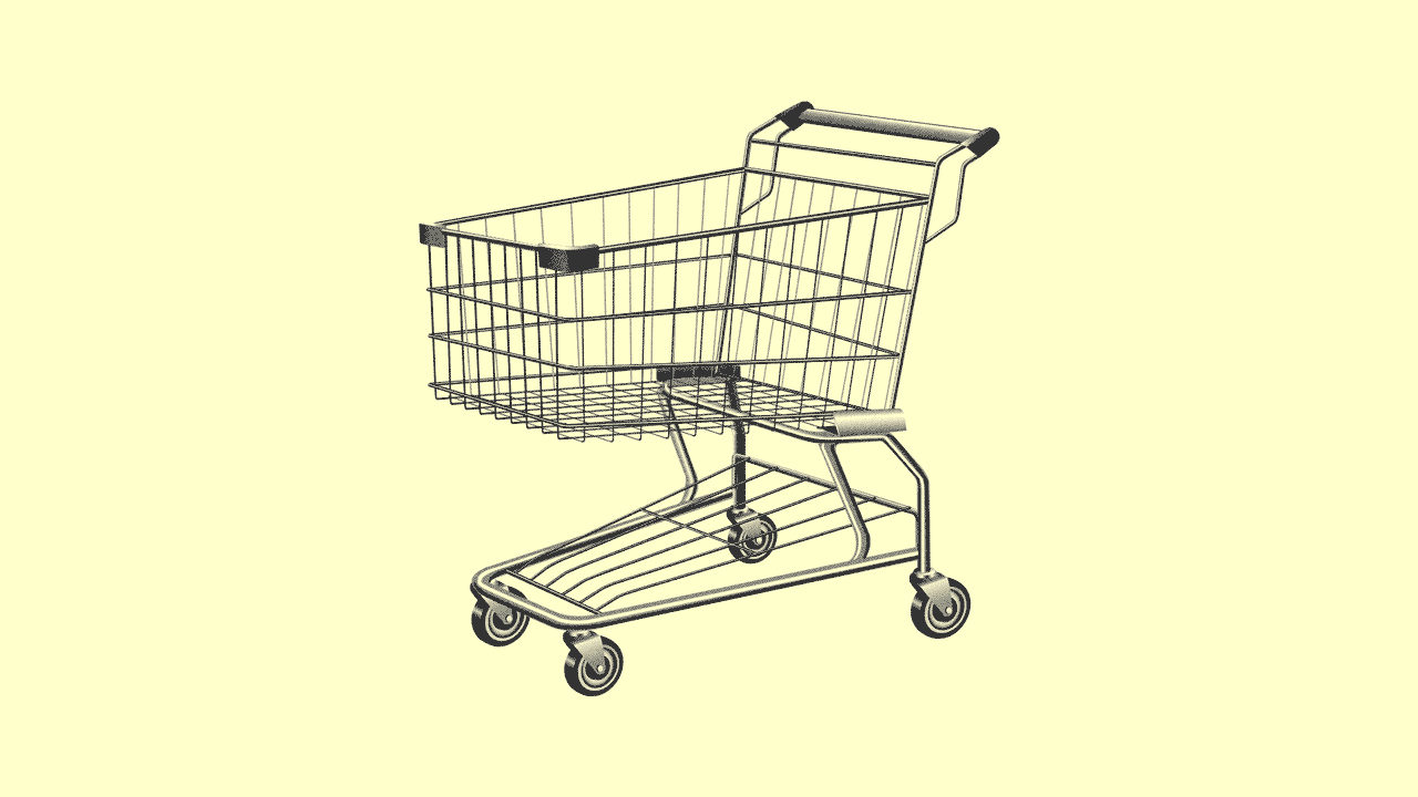  Illustration of a shopping cart in a whirlpool 