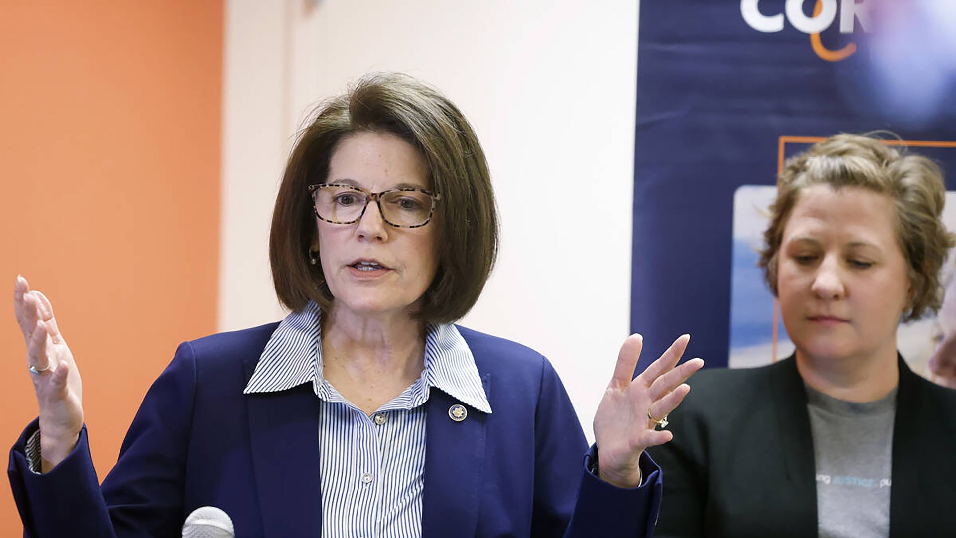 Sen. Catherine Cortez Masto during a press conference on Feb. 17 in Las Vegas.