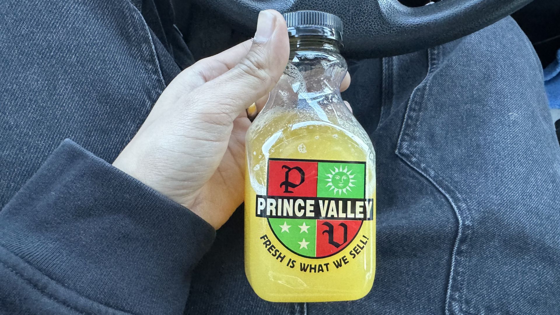 Prince Valley Market's pineapple/mango juice. Photo: Samuel Robinson/Axios