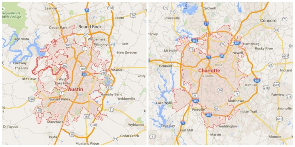 Charlotte Austin map