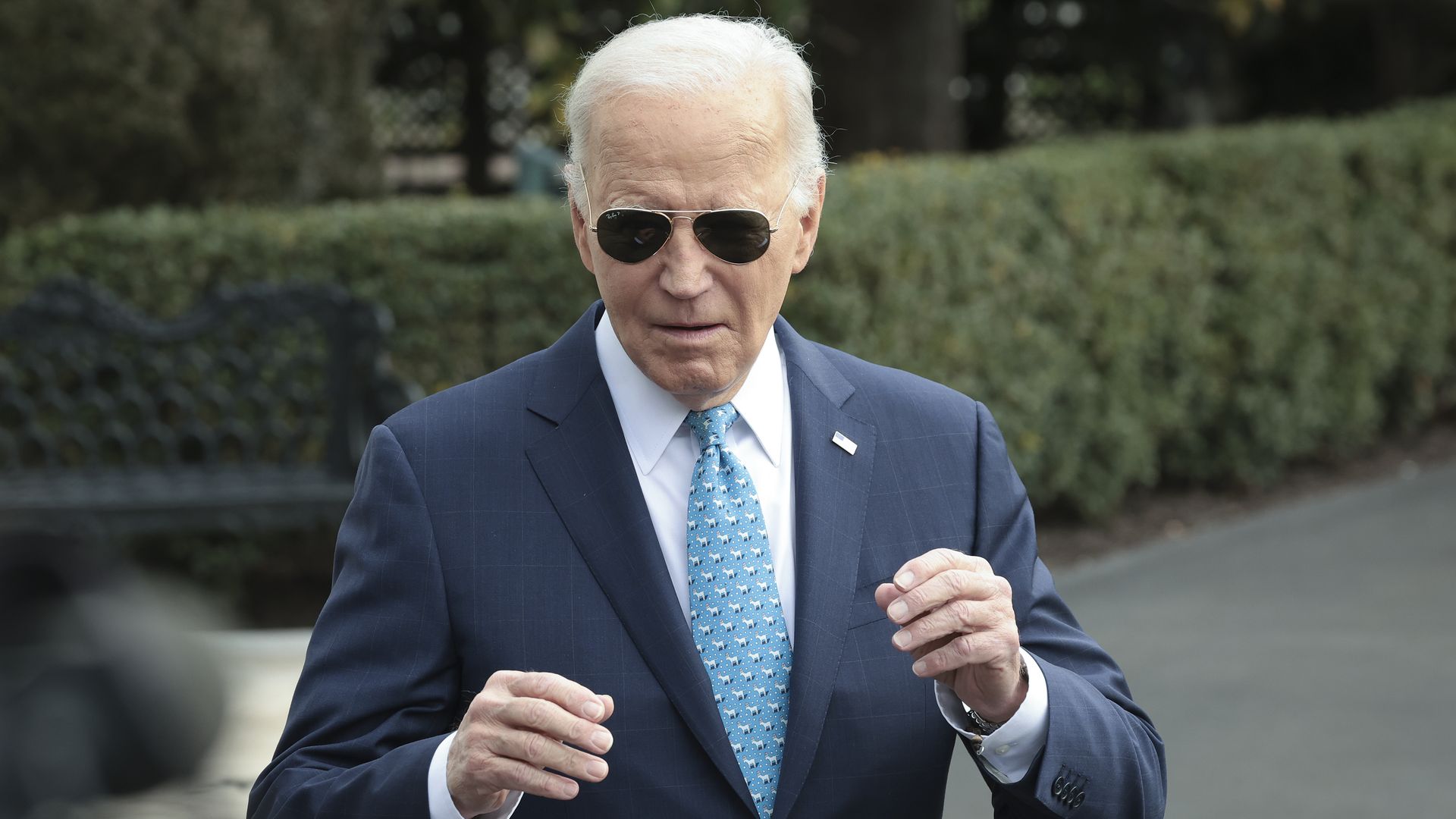 President Joe Biden answers questions while departing the White House on January 30, 2024 in Washington, DC