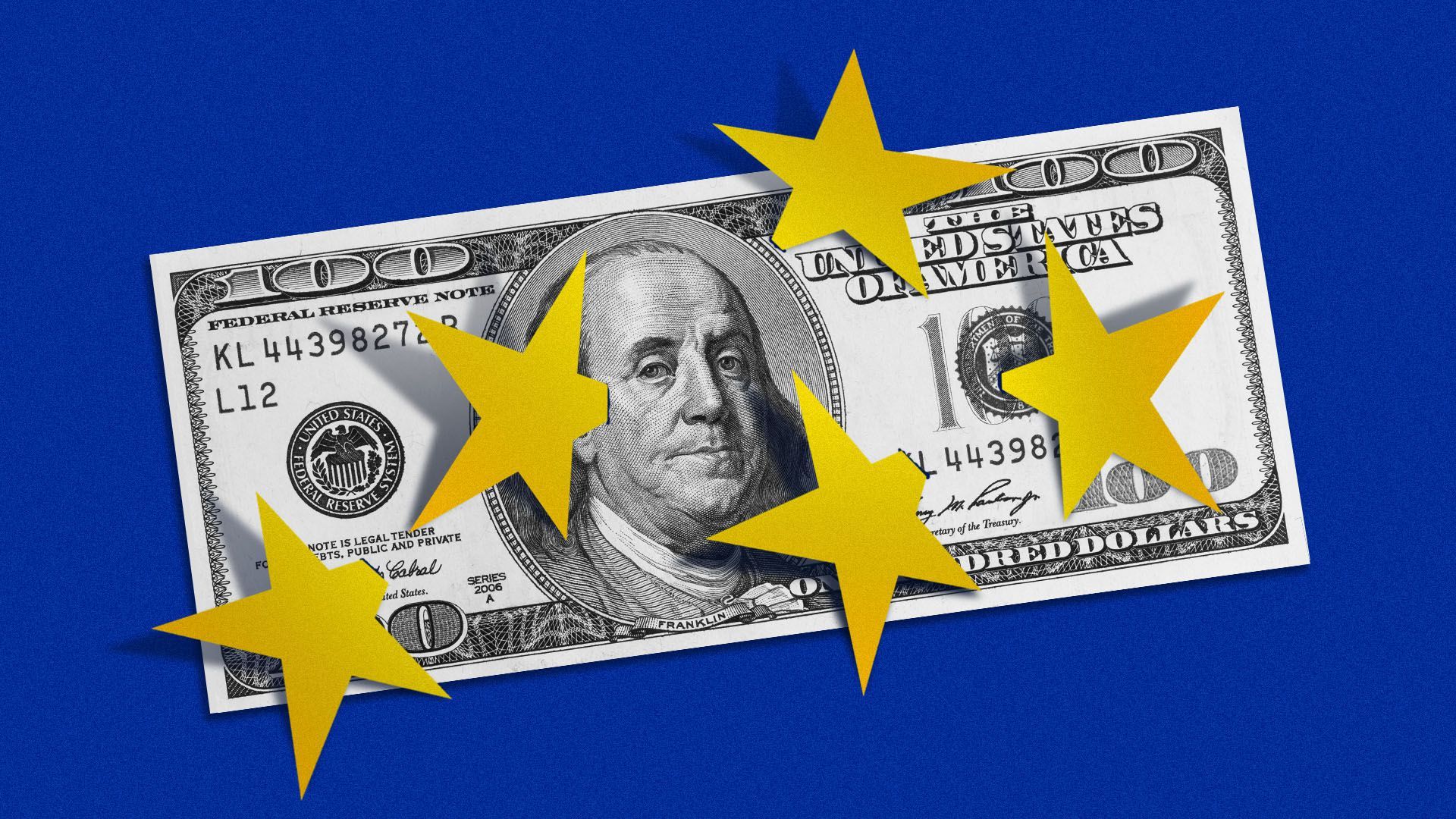 $100 bill with EU stars