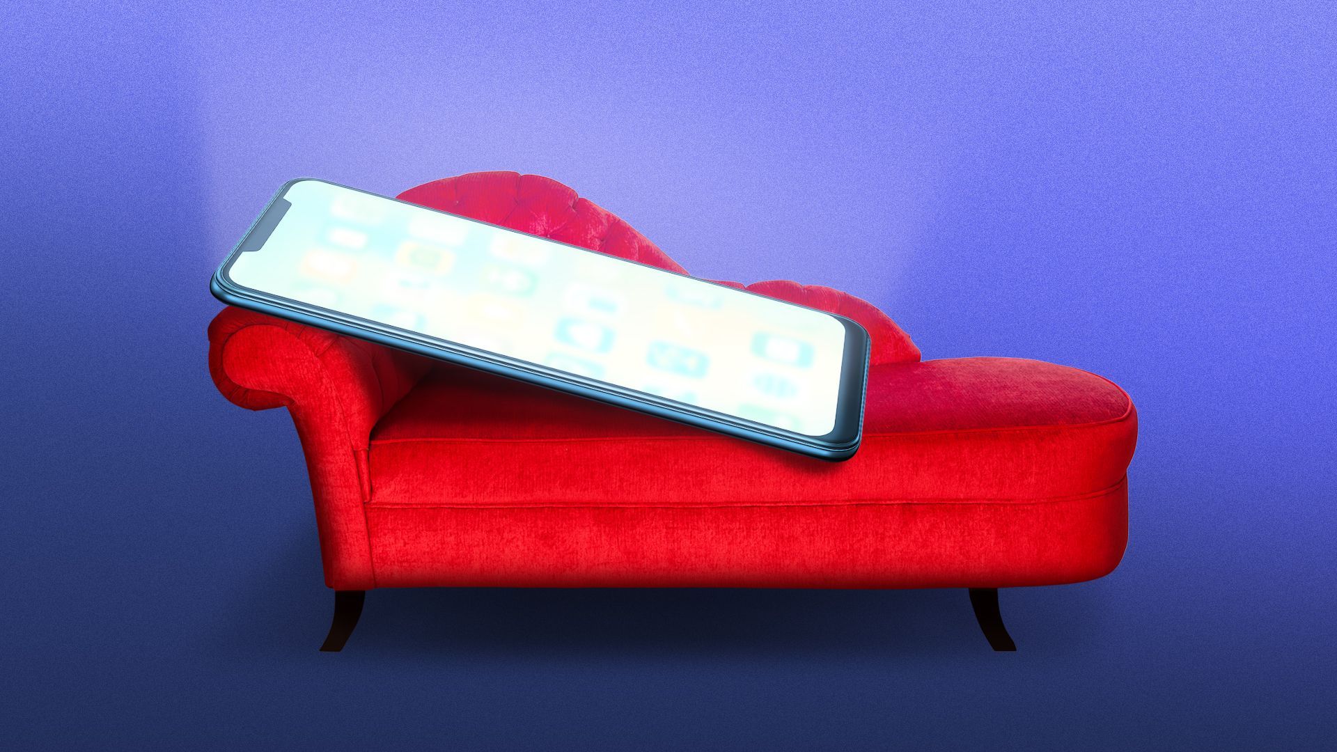 Illustration of a cell phone on a therapy couch