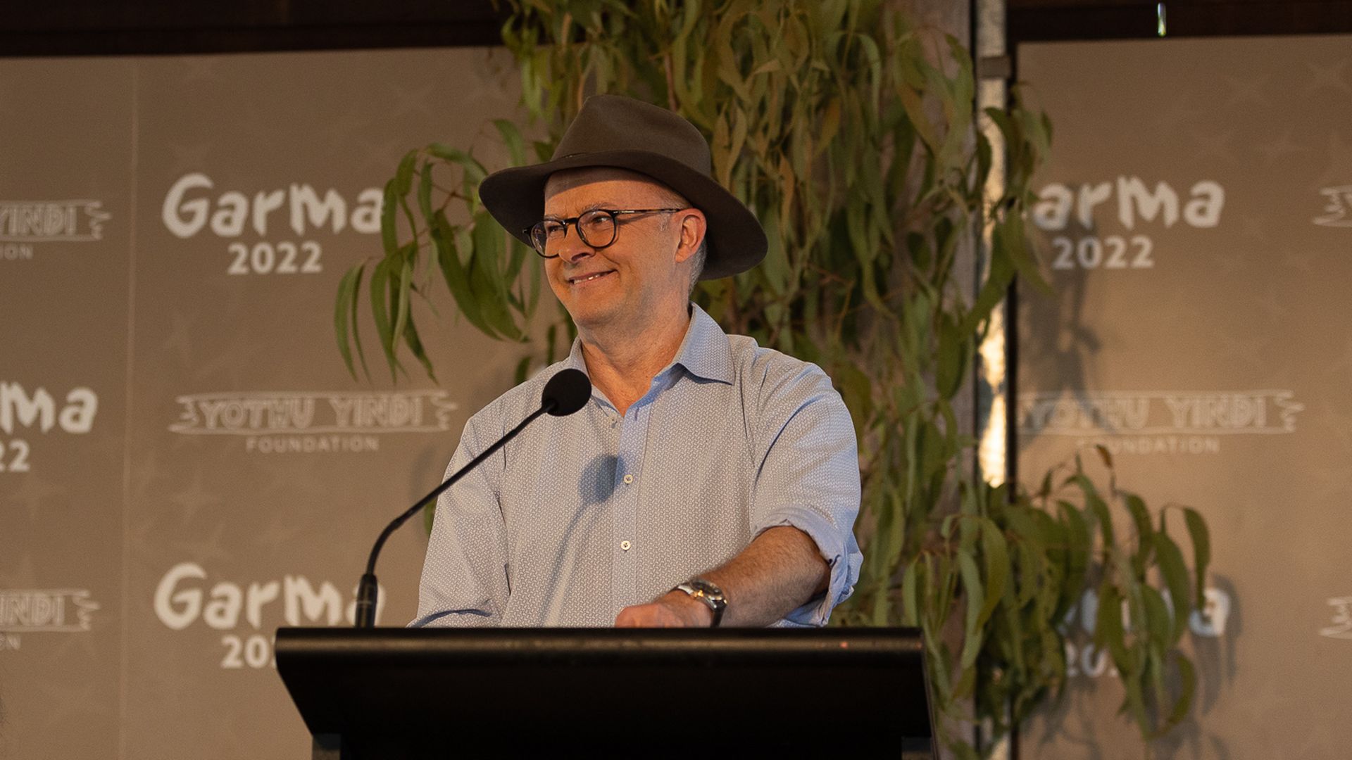 Australian Prime Minister Anthony Albanese speaks during the Garma Festival at Gulkula on July 30, 2022 in East Arnhem, Australia. 