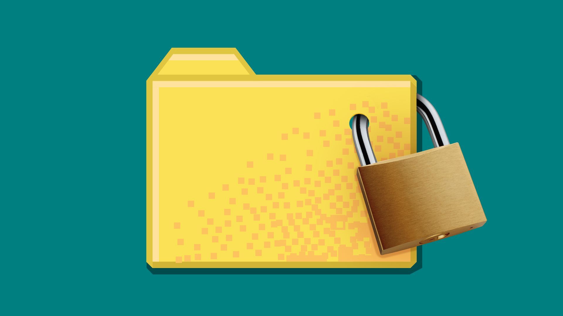 Illustration of a Windows-style folder icon with a padlock on it. 