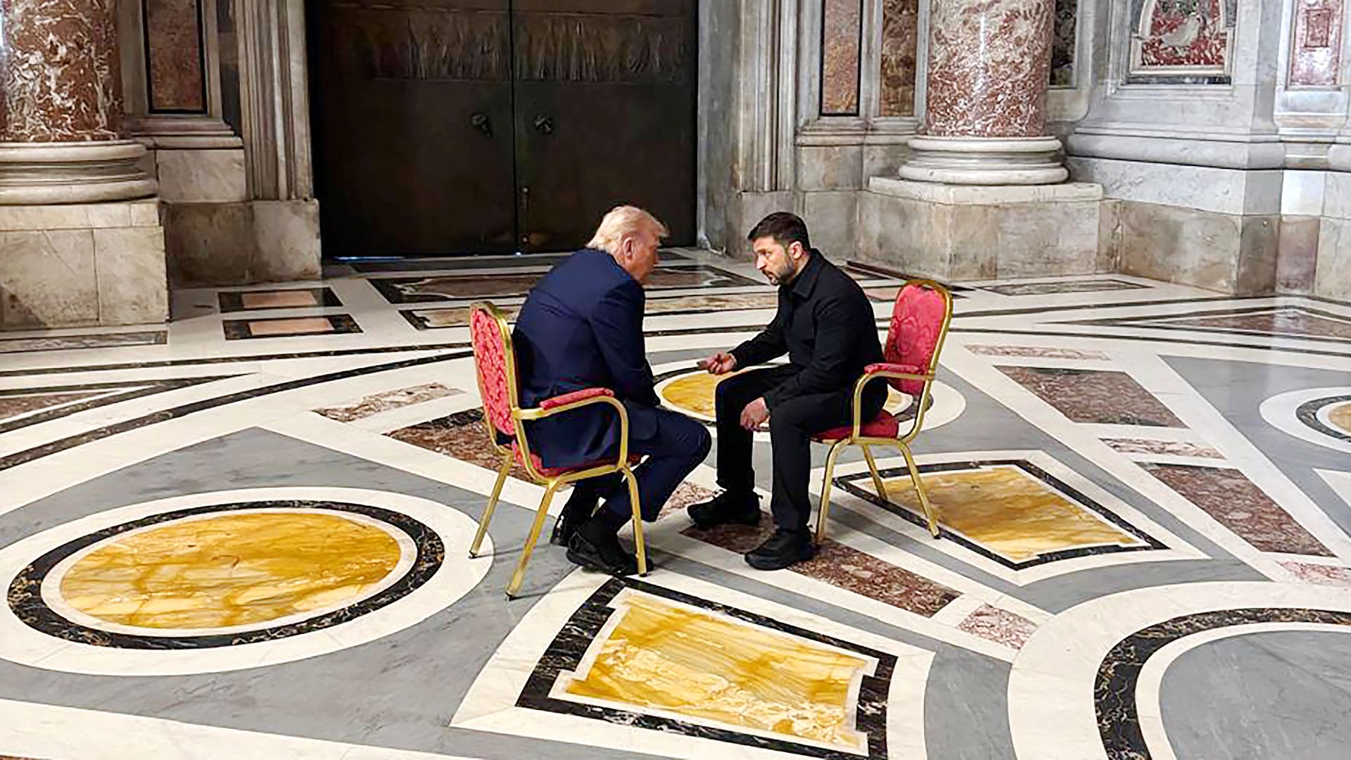 Trump zelensky in marbled hall