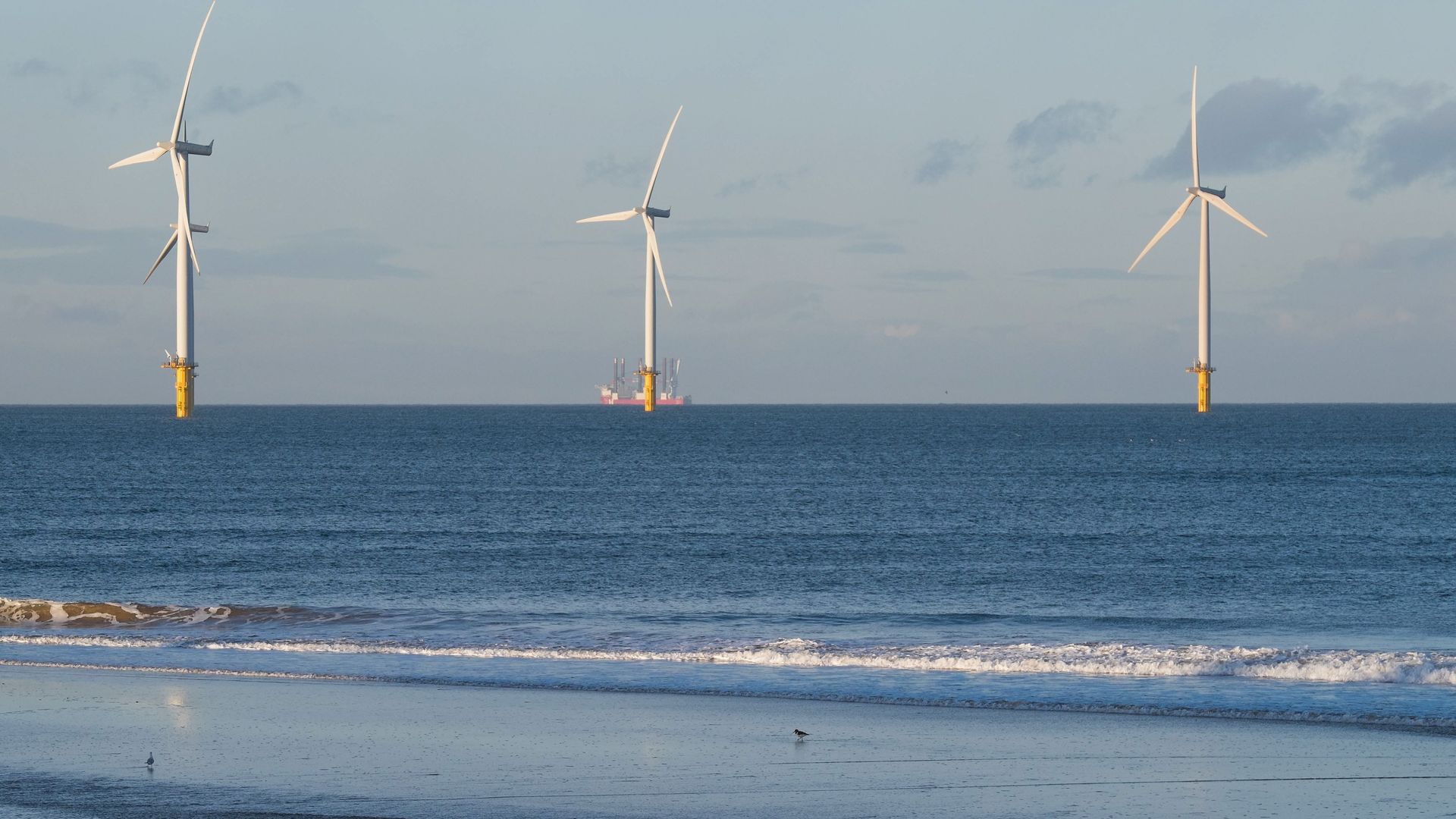 offshore windfarm in Redcar, England.