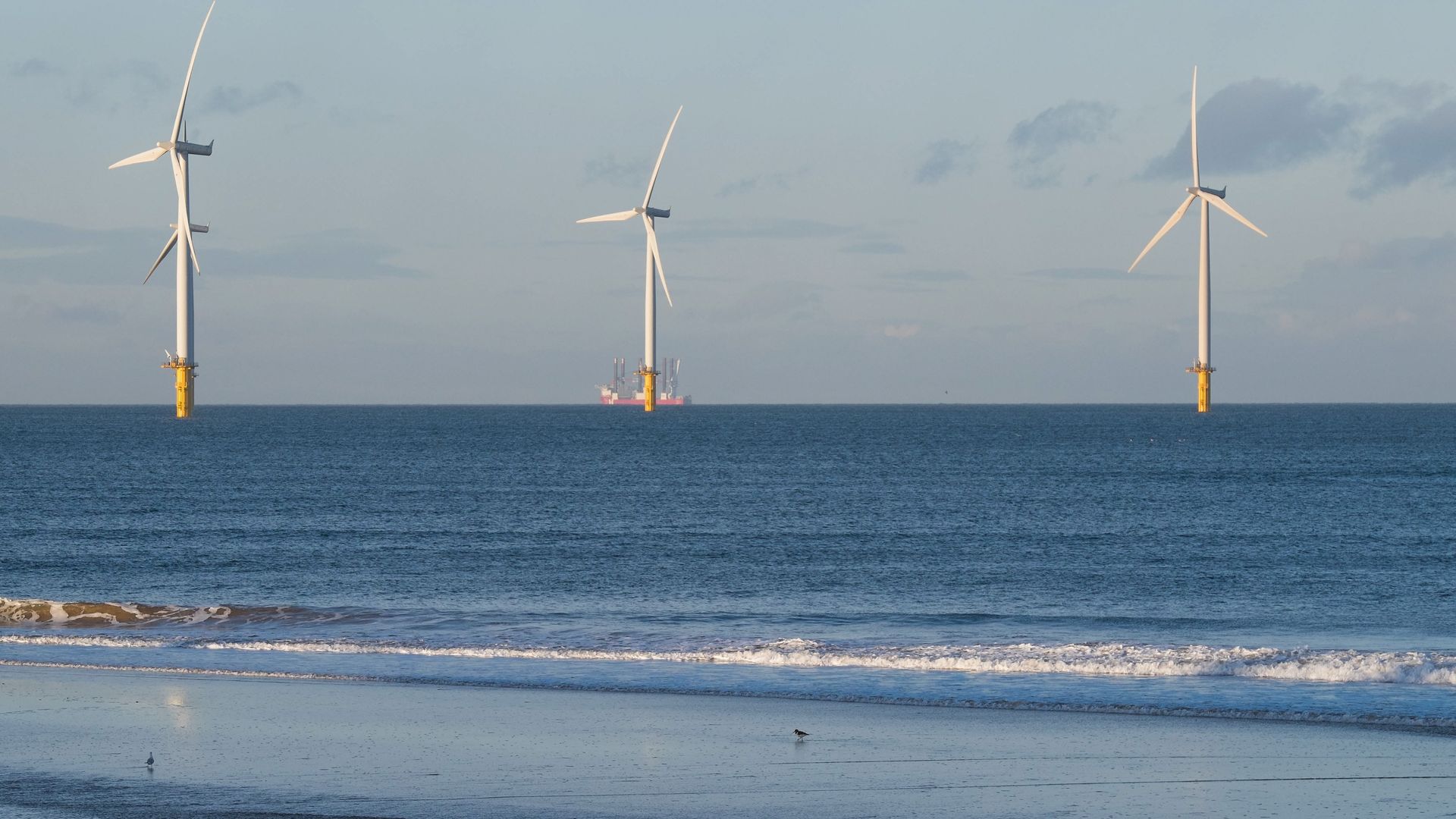 offshore windfarm in Redcar, England.