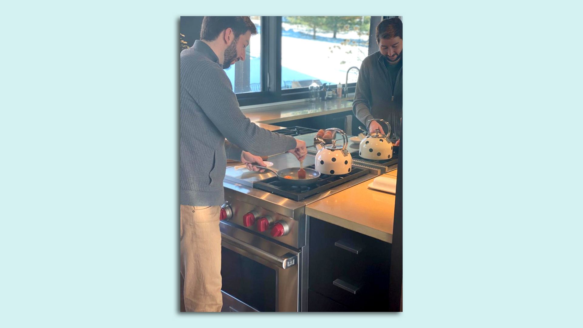 Tanner Krause, CEO of Kum & Go, cooks eggs for breakfast.