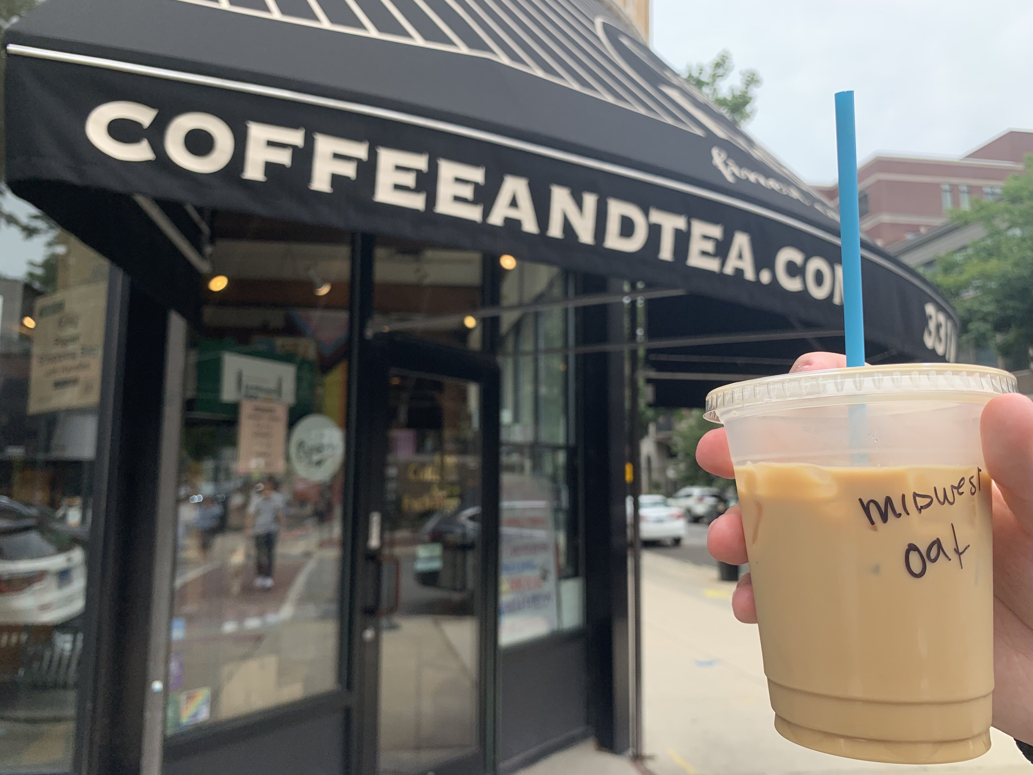 Photo of coffee in front of an awning