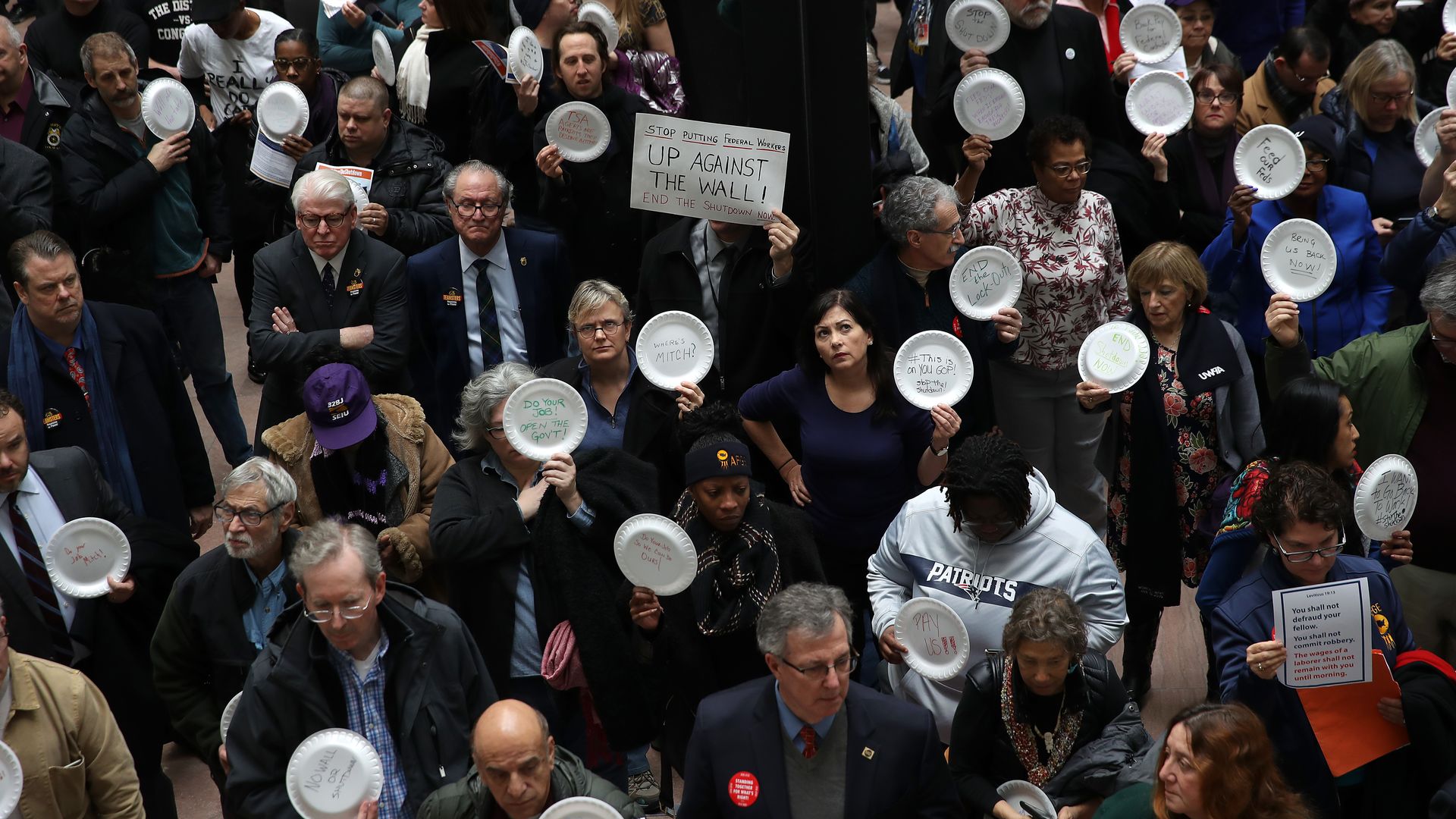Federal workers protest on Capitol Hill.