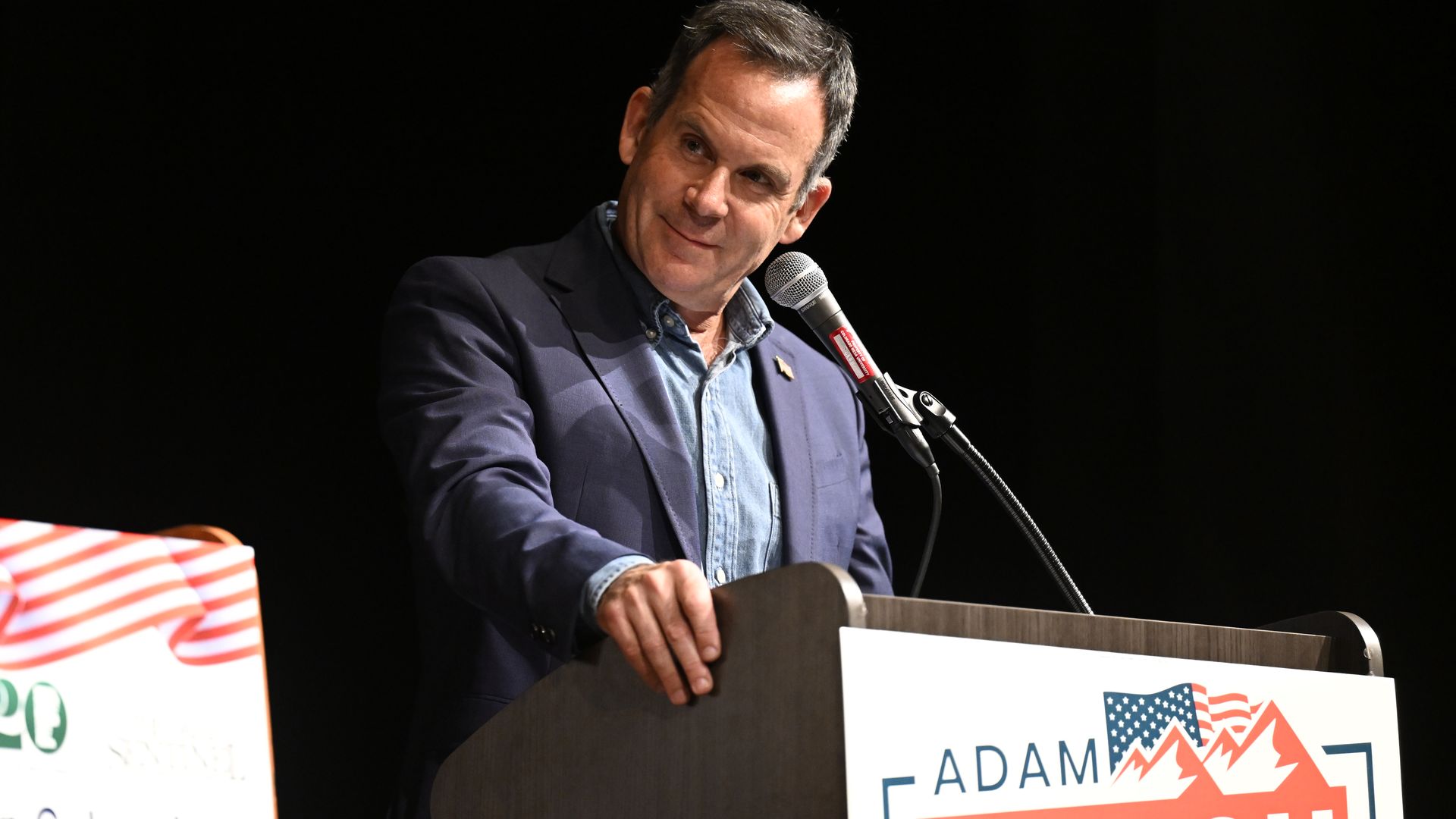 Adam Frisch speaking in Grand Junction, Colorado, in September 2022.