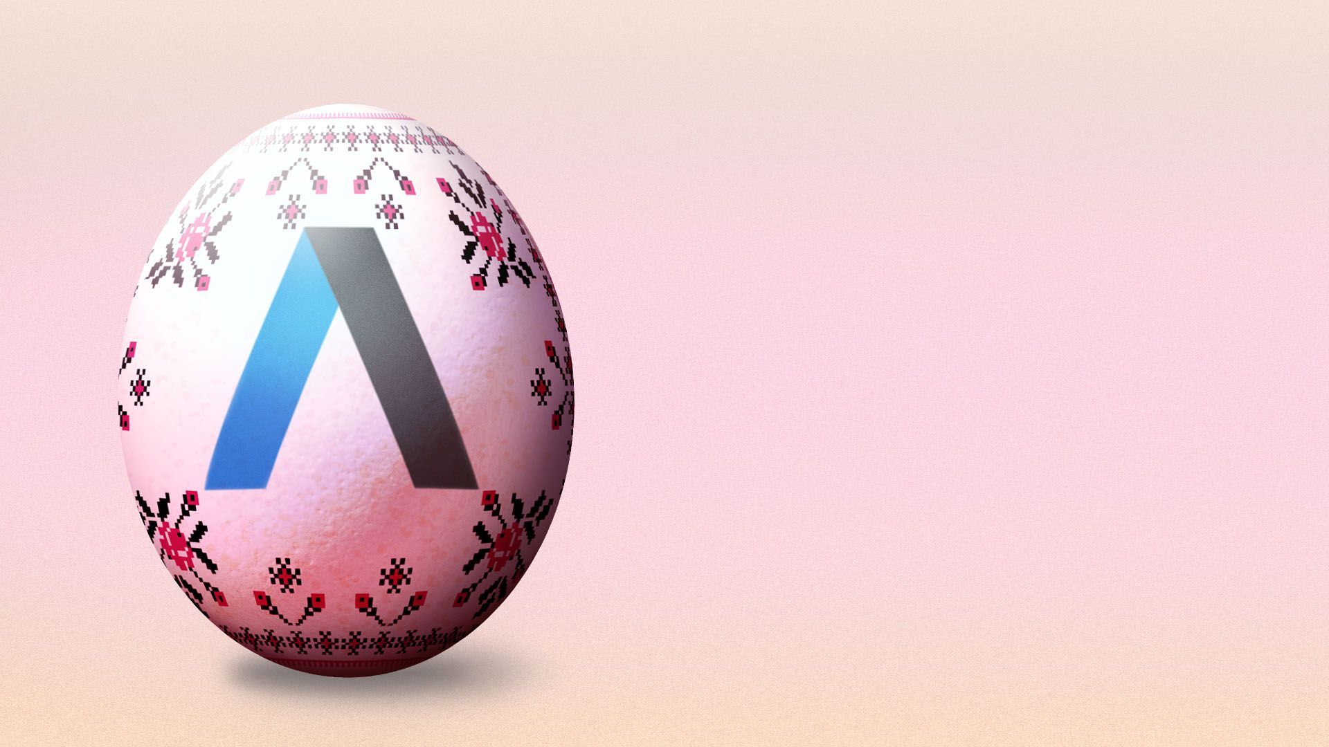 Illustration of a painted Easter egg with the Axios logo on it