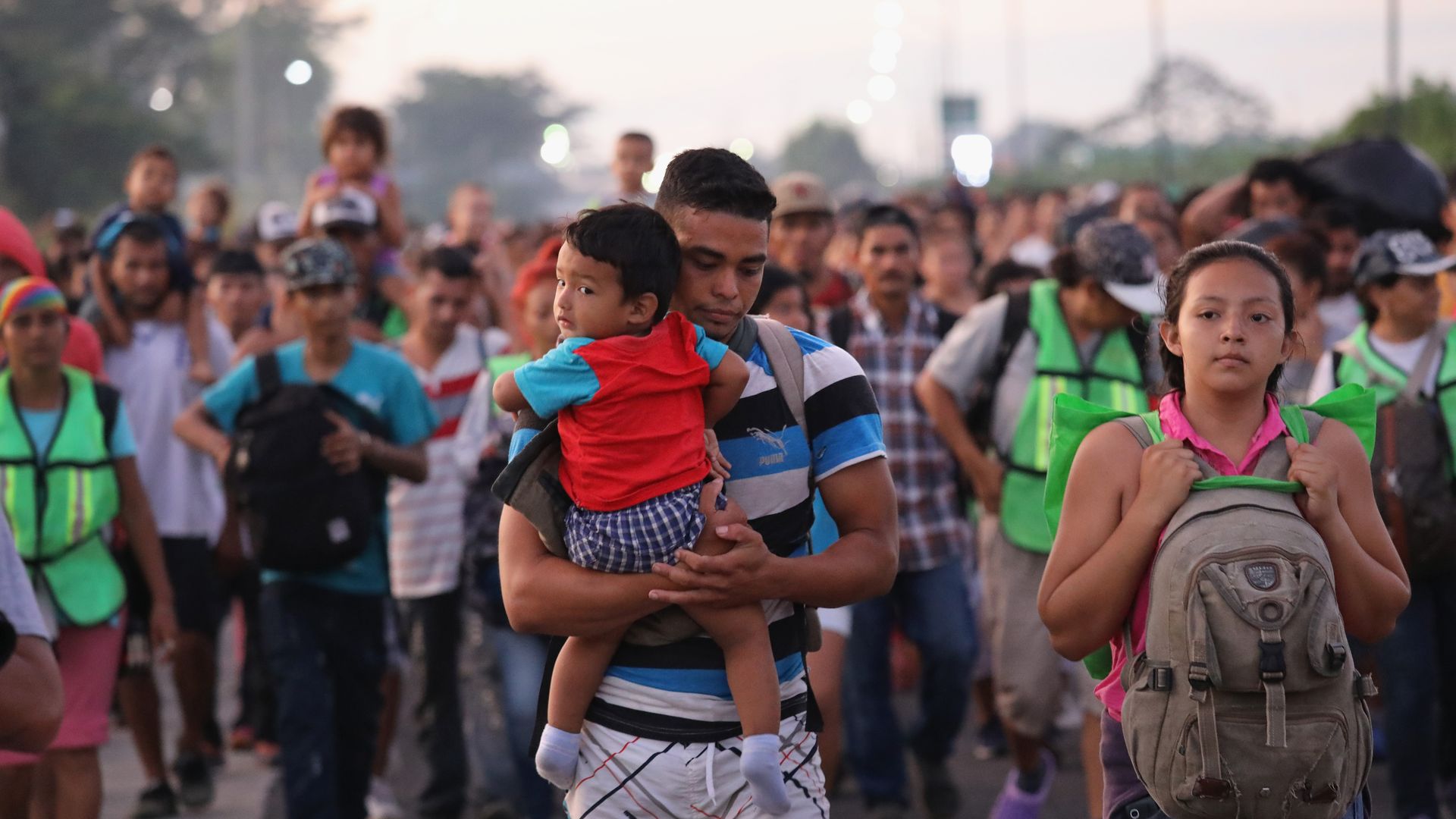 A migrant caravan is crossing into Mexico