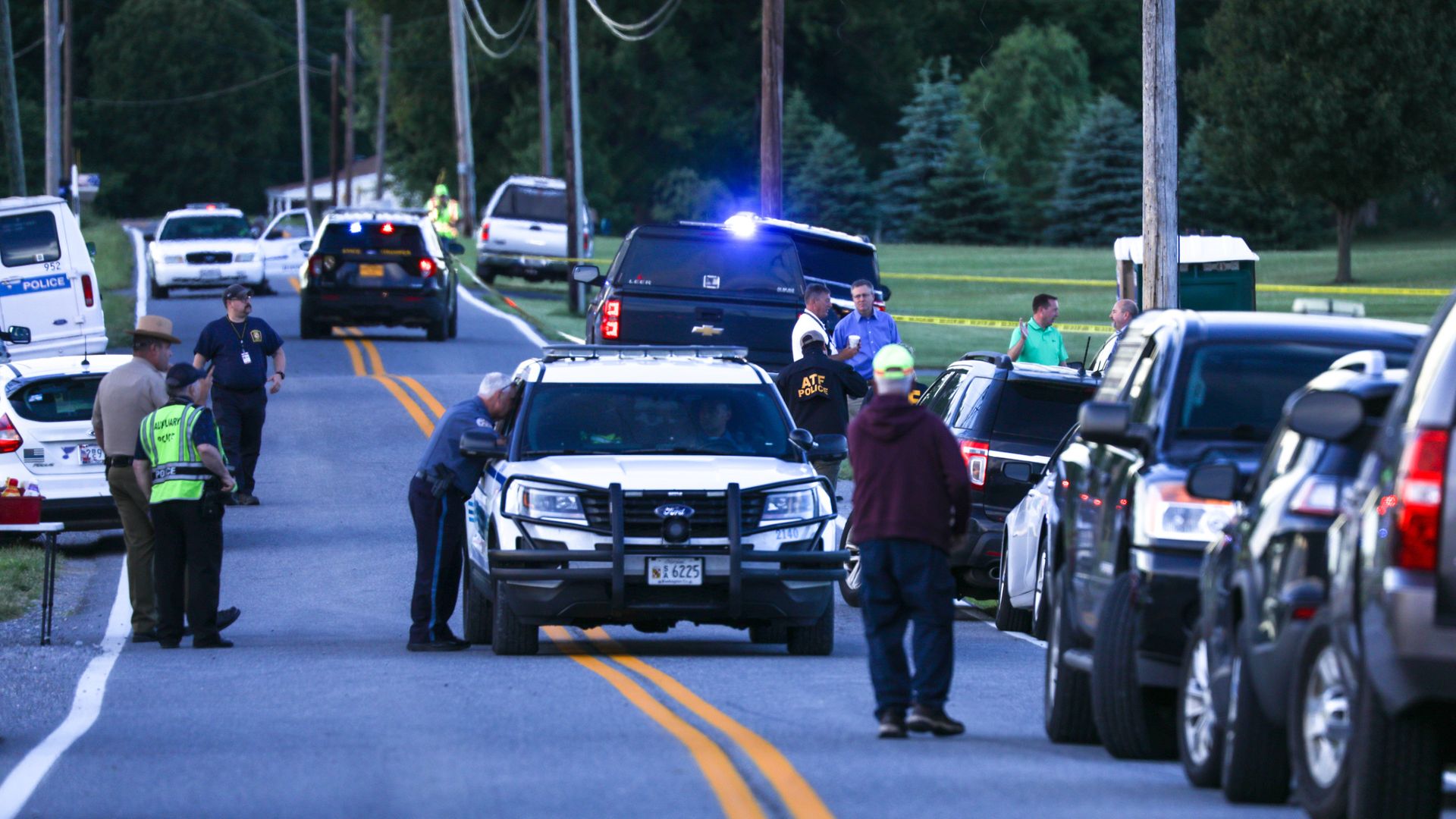 Police cars after a Maryland mass shooting