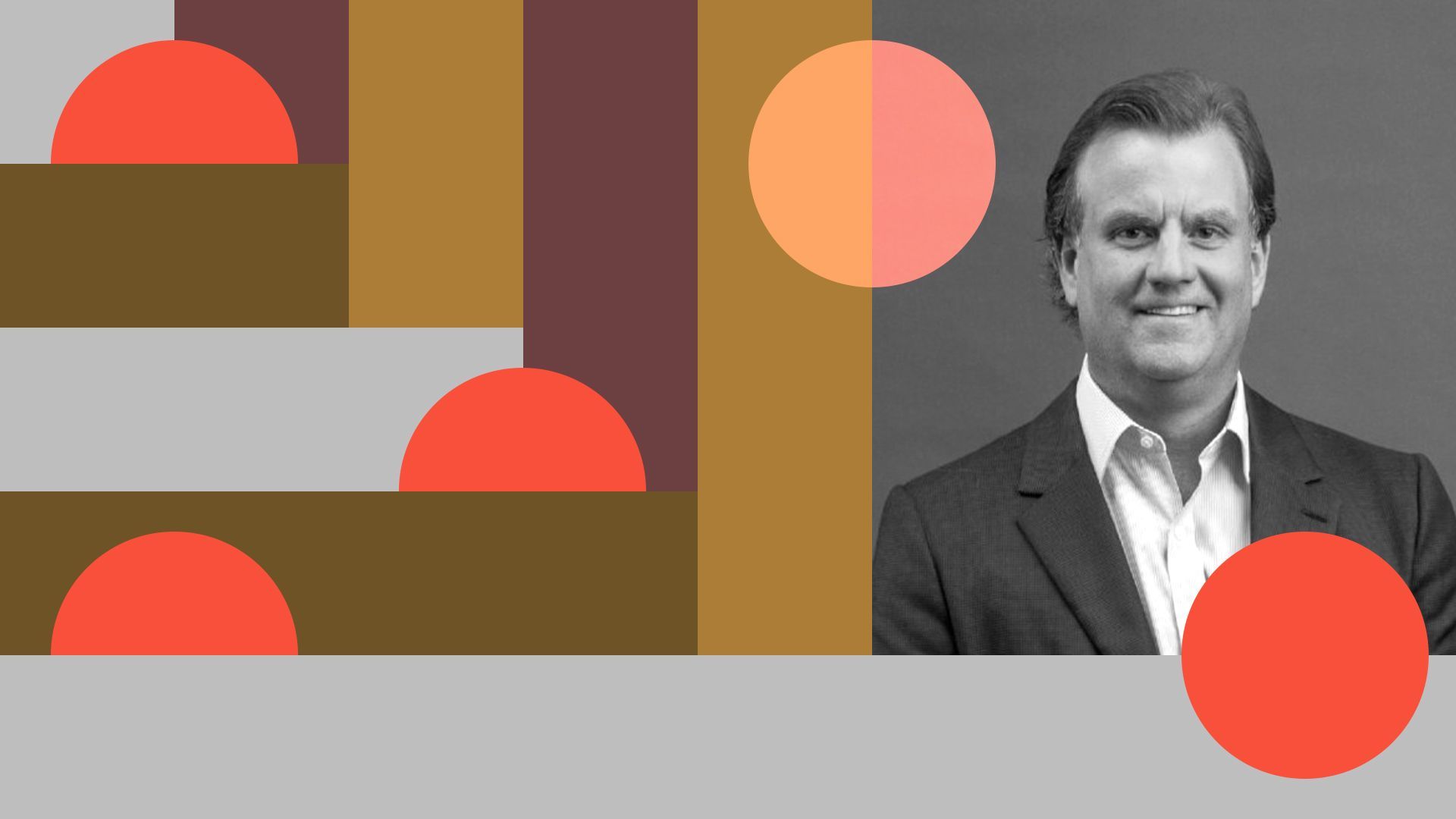 Photo illustration of Greg Moerschel surrounded by abstract shapes.