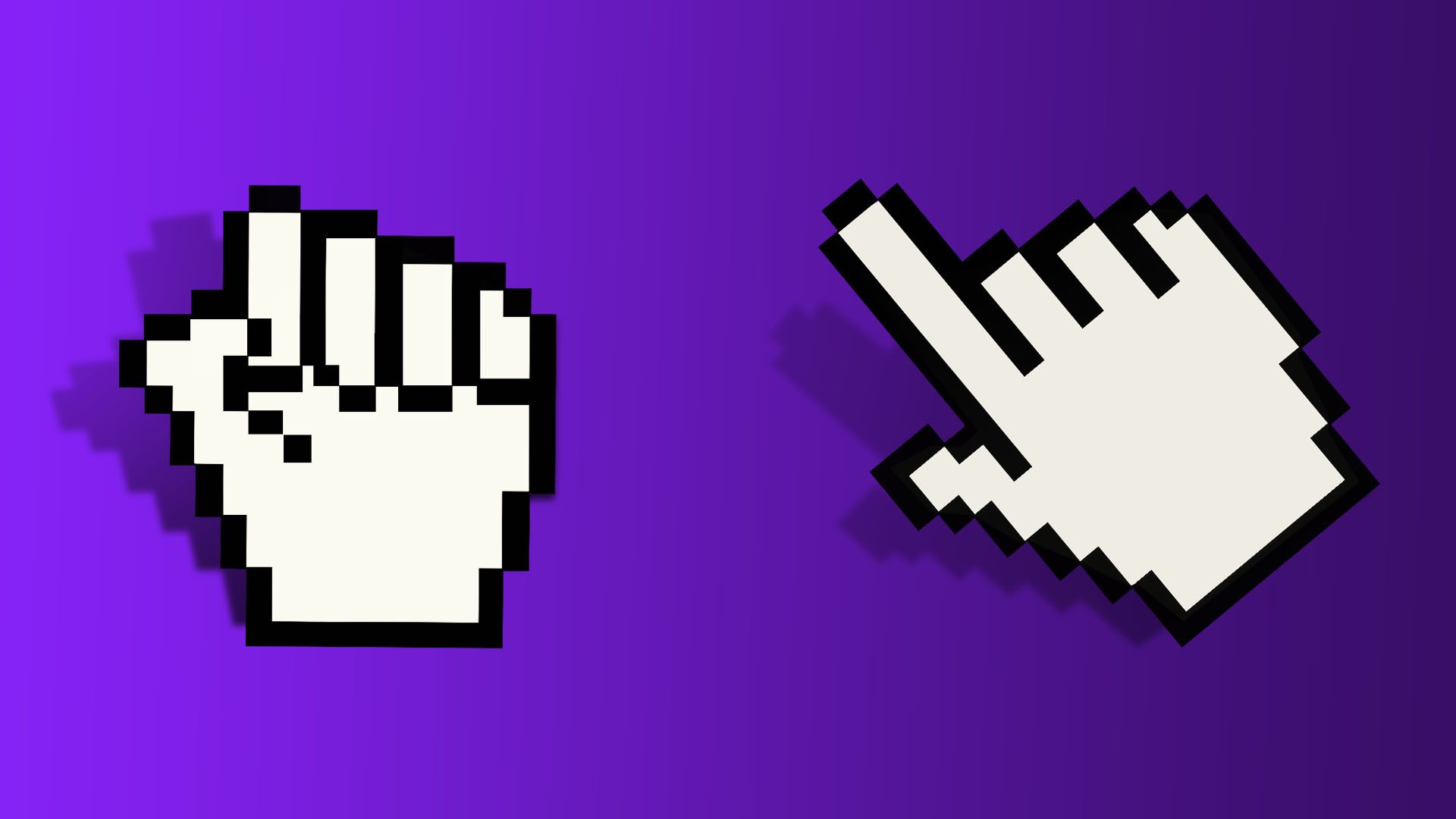Illustration of a cursor in the shape of a first next to a normal cursor poiting