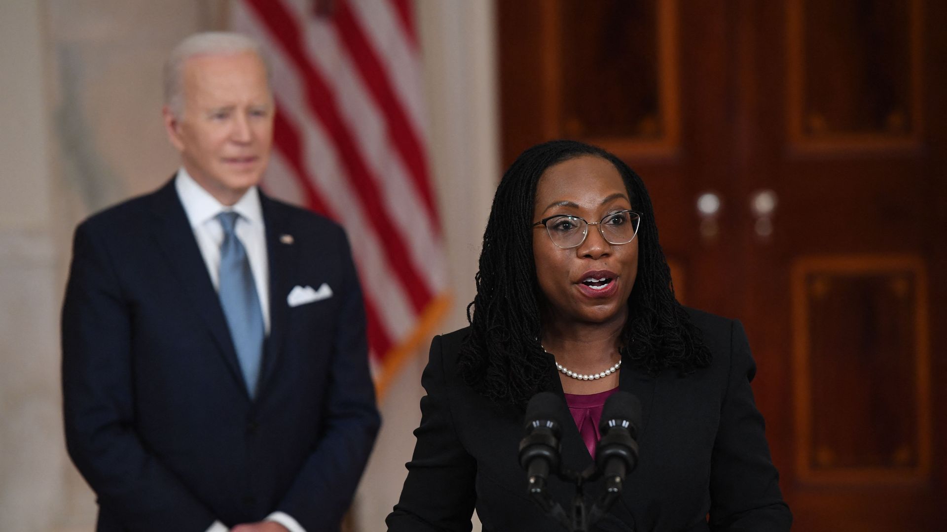 udge Ketanji Brown Jackson speaks after she was nominated for Associate Justice of the Supreme Court.