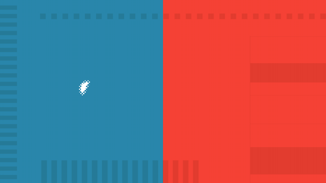 Illustration of three kinds of votes being cast over a divided red and blue background.