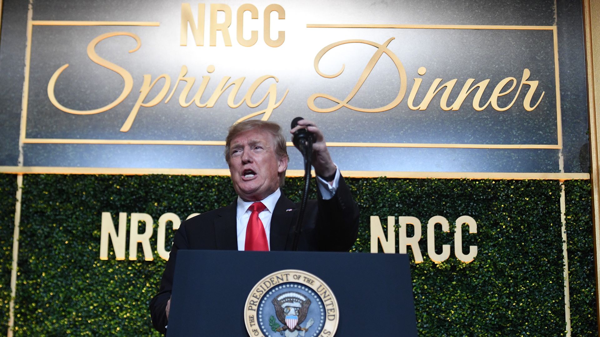 President Trump in full campaign mode at NRCC dinner.