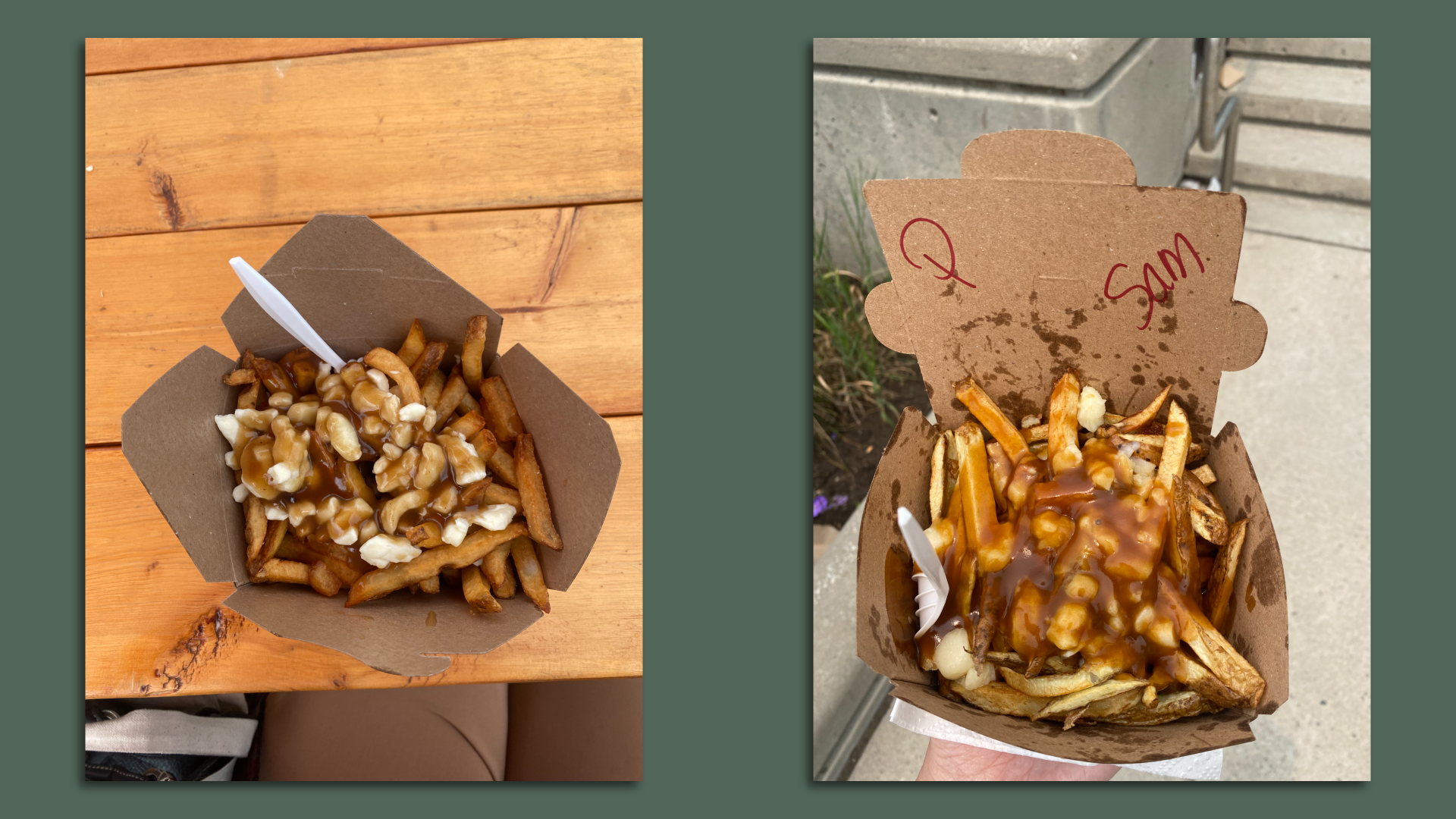 Two images of poutine