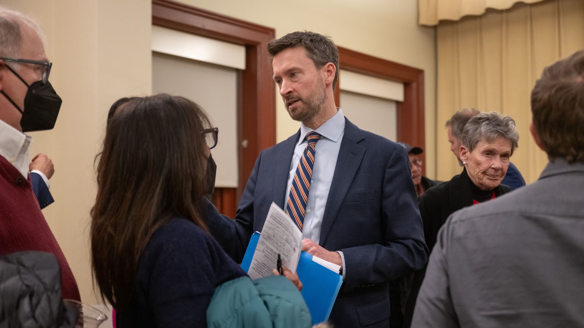 Charles Allen speaks to constituents