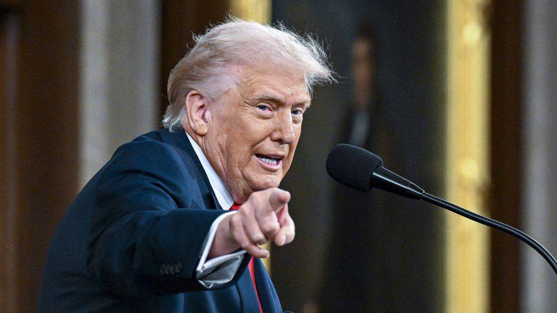 President Donald Trump delivers the State of the Union address during a joint session of Congress in the House Chamber at the Capitol on February 24, 2026 in Washington, DC. Trump delivered his address days after the Supreme Court struck down the administration's tariff strategy.