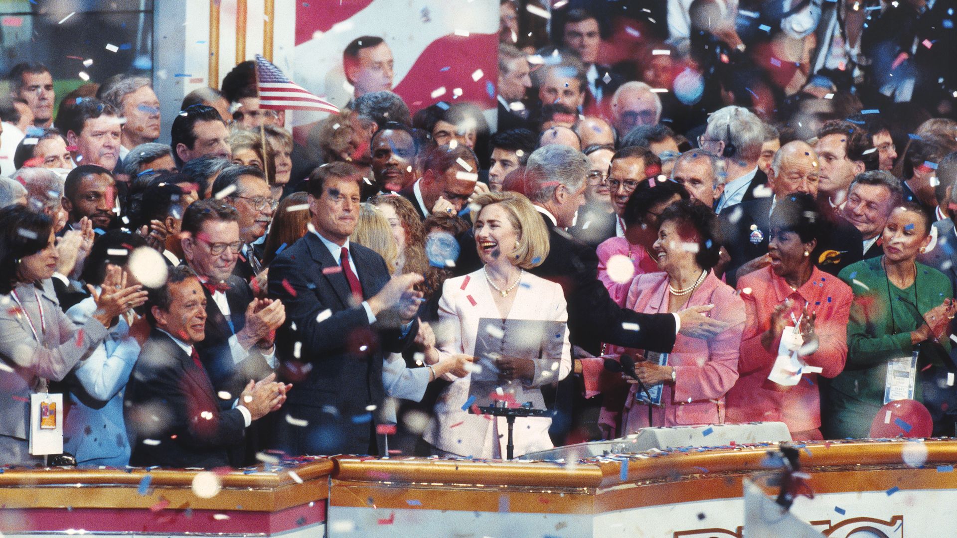 Photo of people on stage at a convention