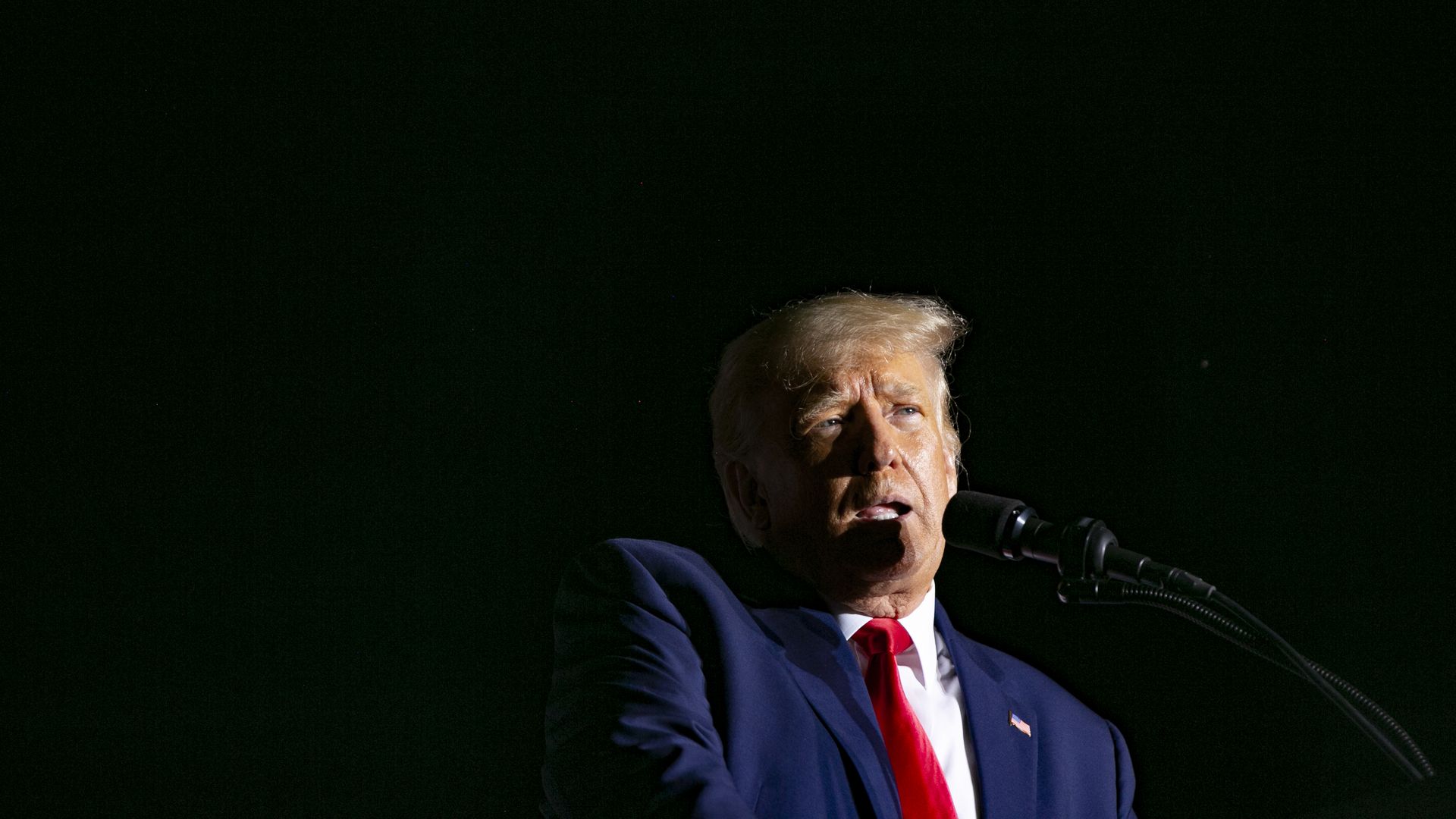 Former President Donald Trump speaks at a Save America Rally at the Aero Center Wilmington on September 23, 2022 in Wilmington, North Carolina