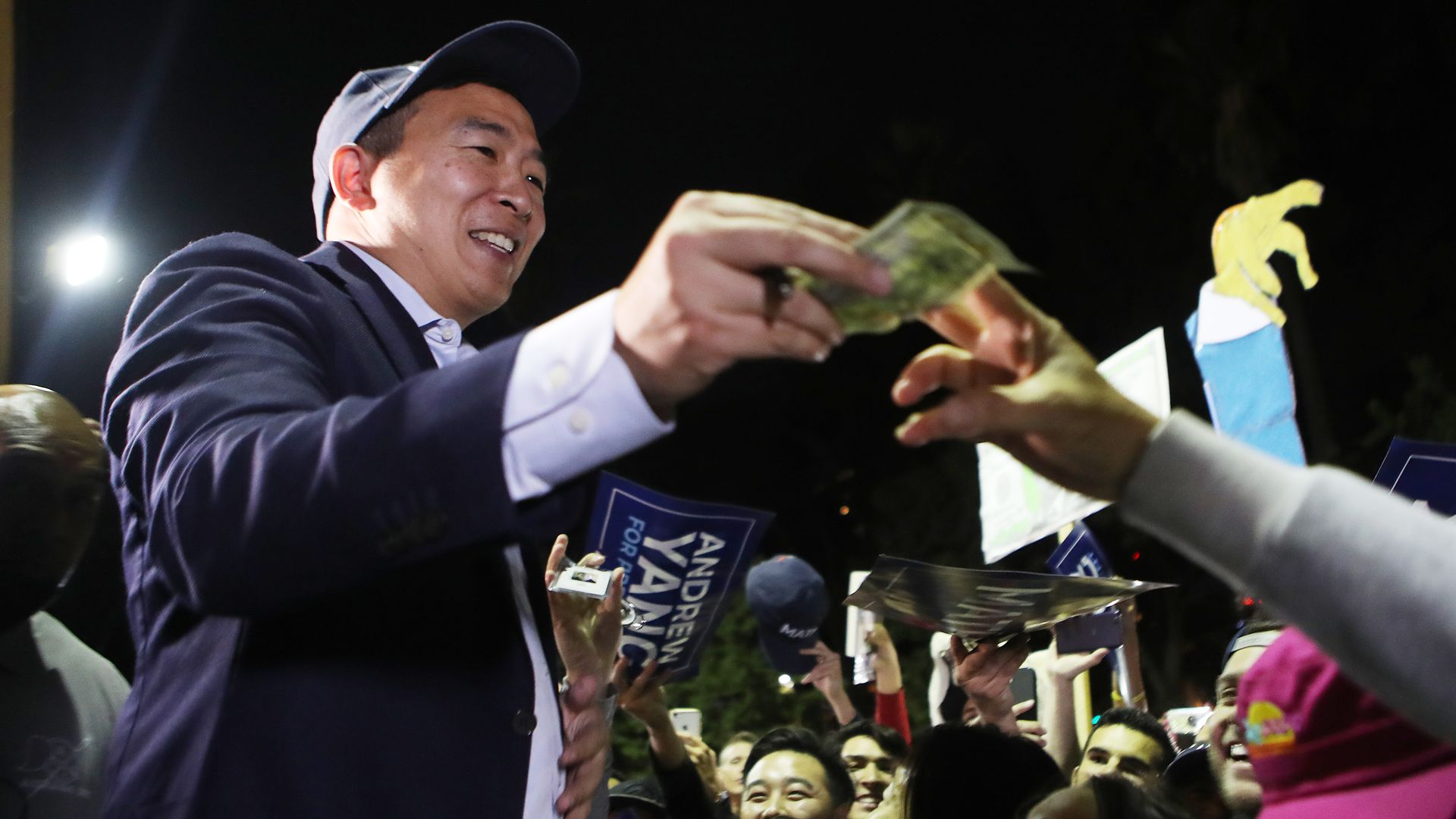 Andrew Yang at a campaign rally.