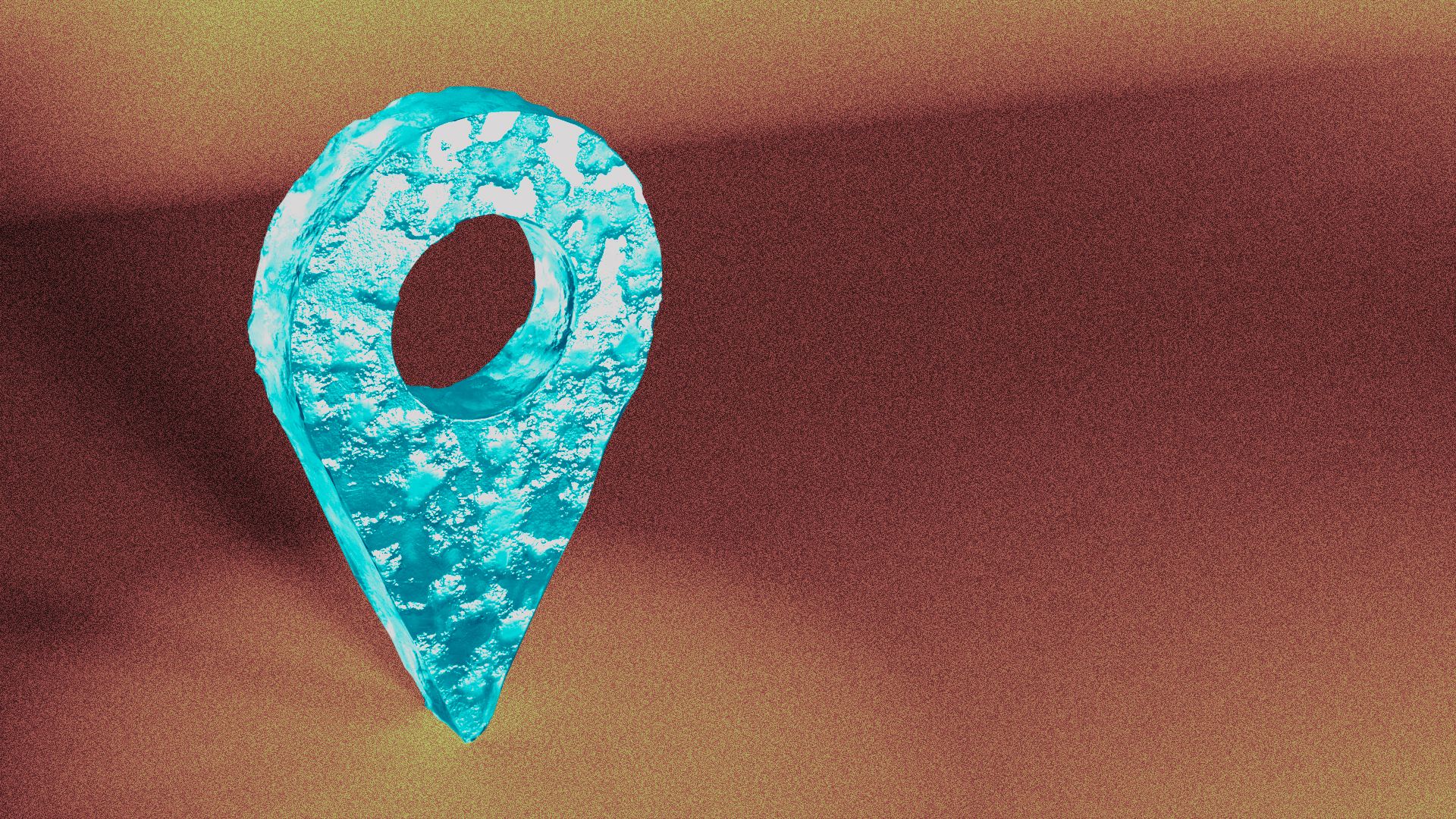 Illustration of a location pin made of ice.