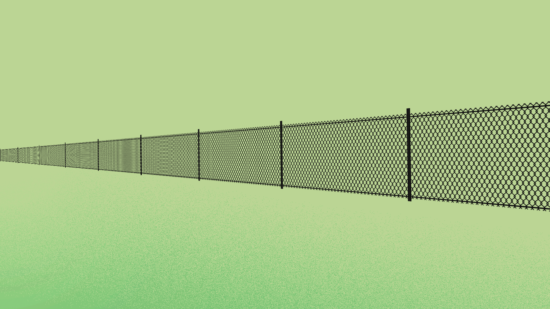 Animated illustration of a crypto coin bouncing over a chain-link fence. 
