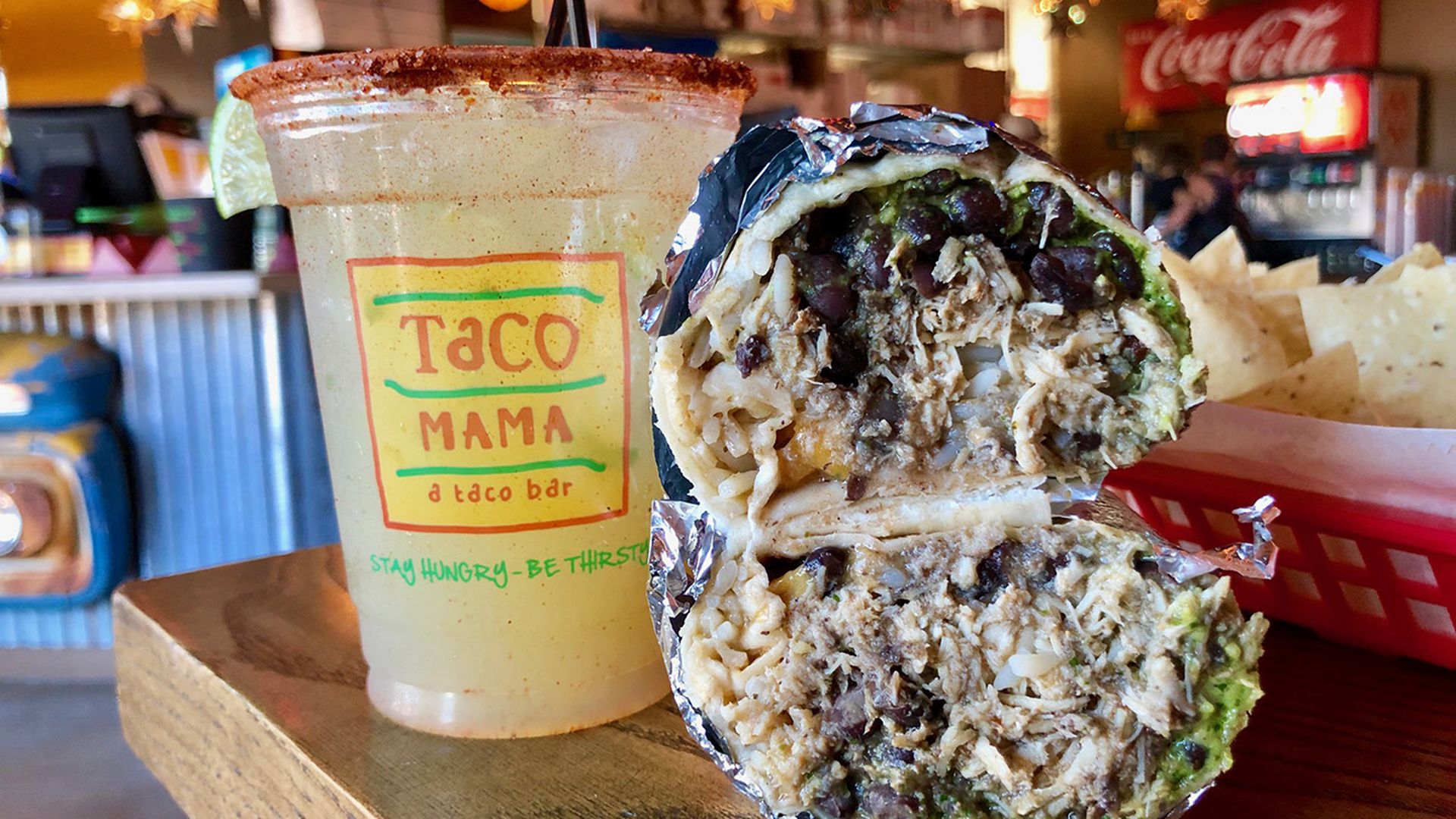 Lime margarita and burrito from Taco Mama