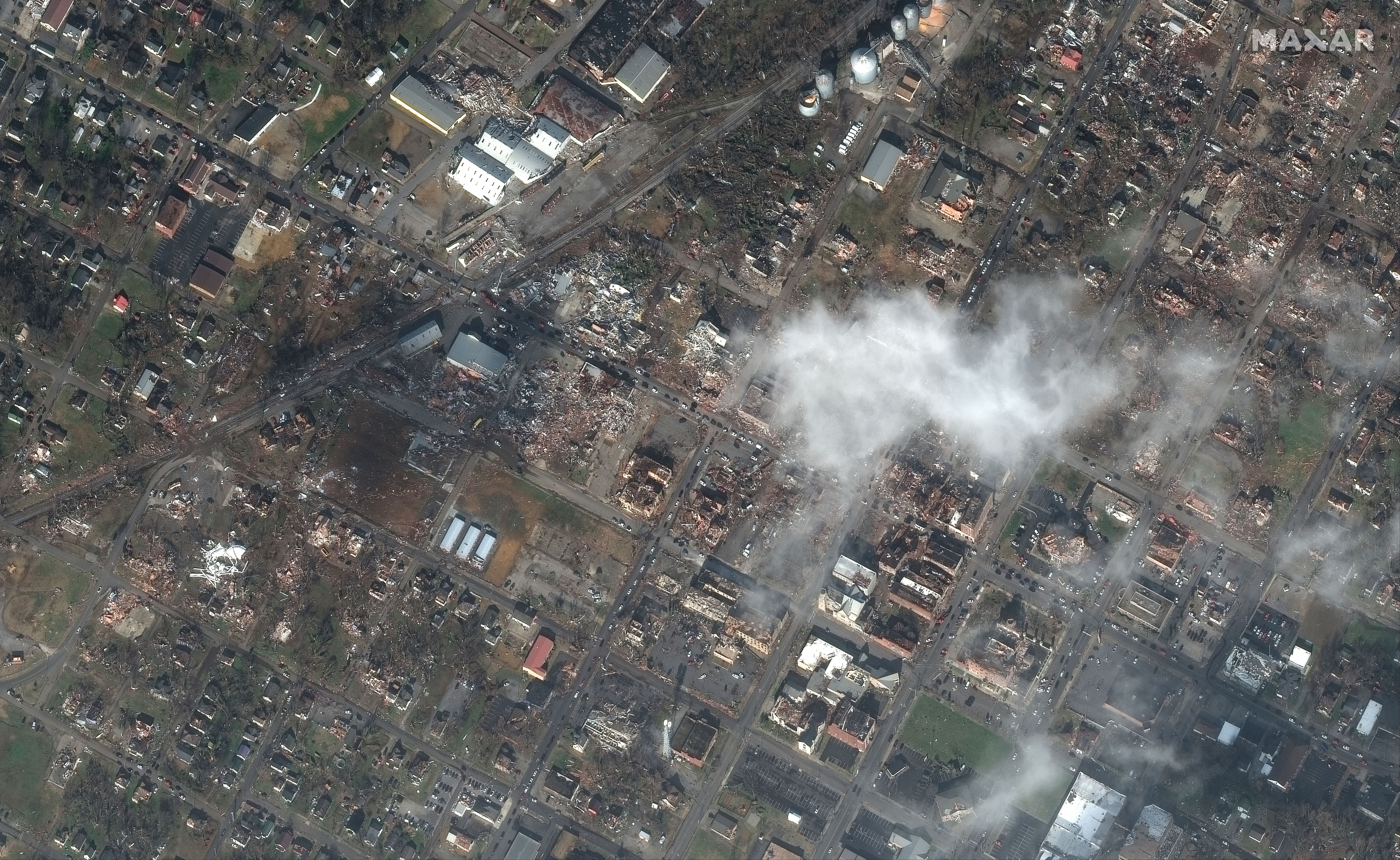 Mayfield, Kentucky after tornado destruction