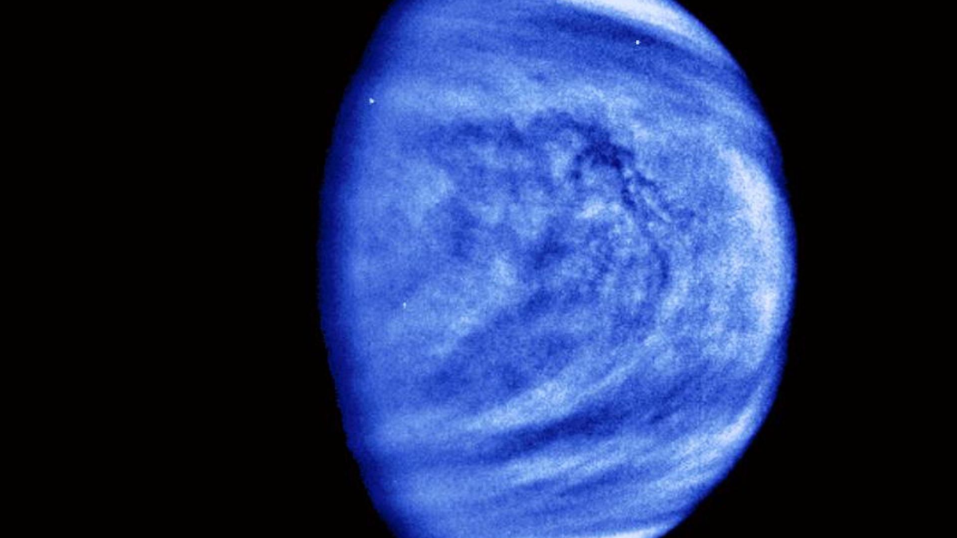 A filtered image of Venus as seen by NASA's Galileo spacecraft.