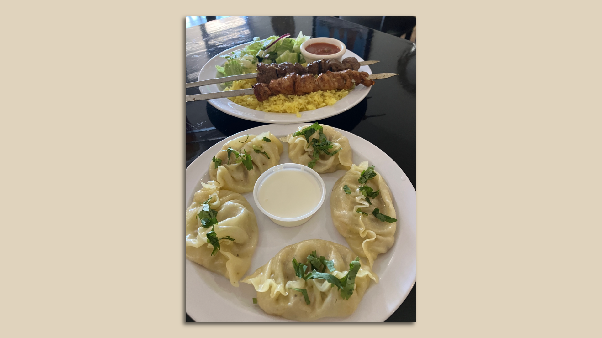 Dumplings and shashlik at Bowlmenu