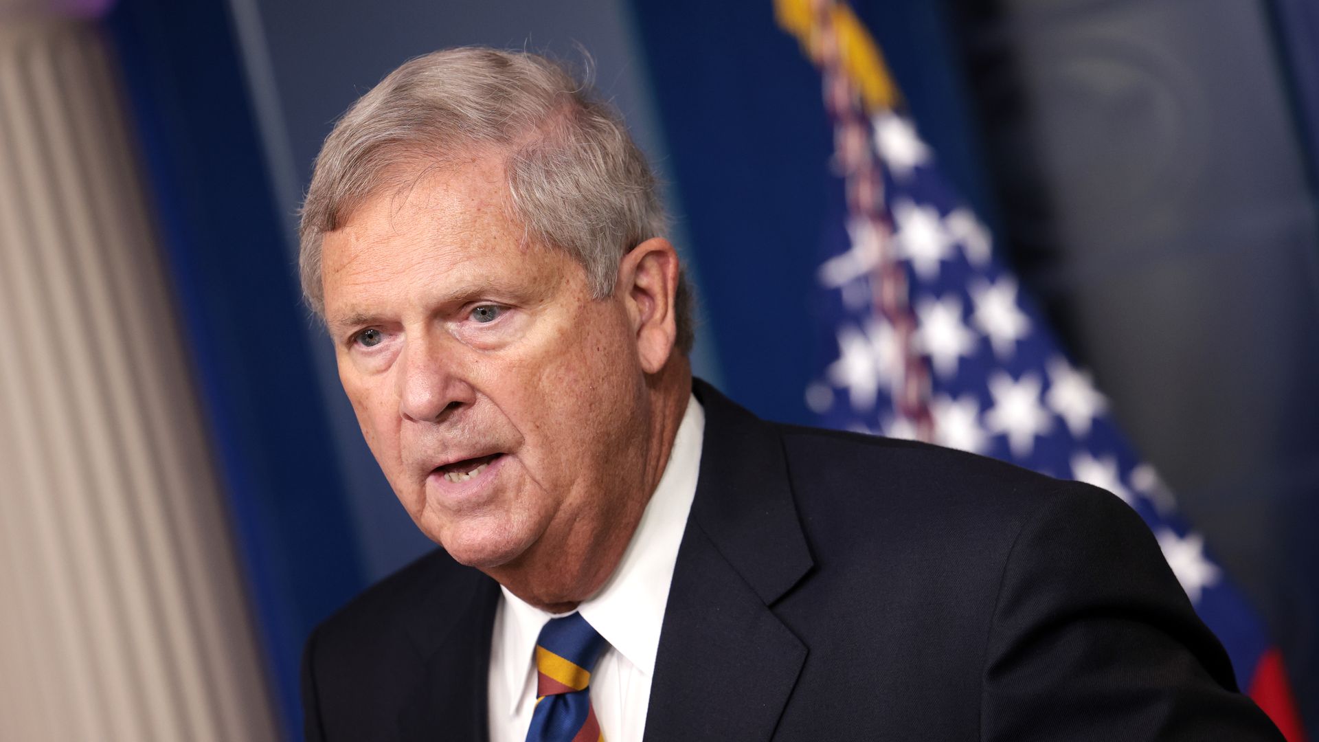 Agriculture Secretary Tom Vilsack speaks on rising food prices at a press briefing at the White House on September 08, 2021 in Washington, DC