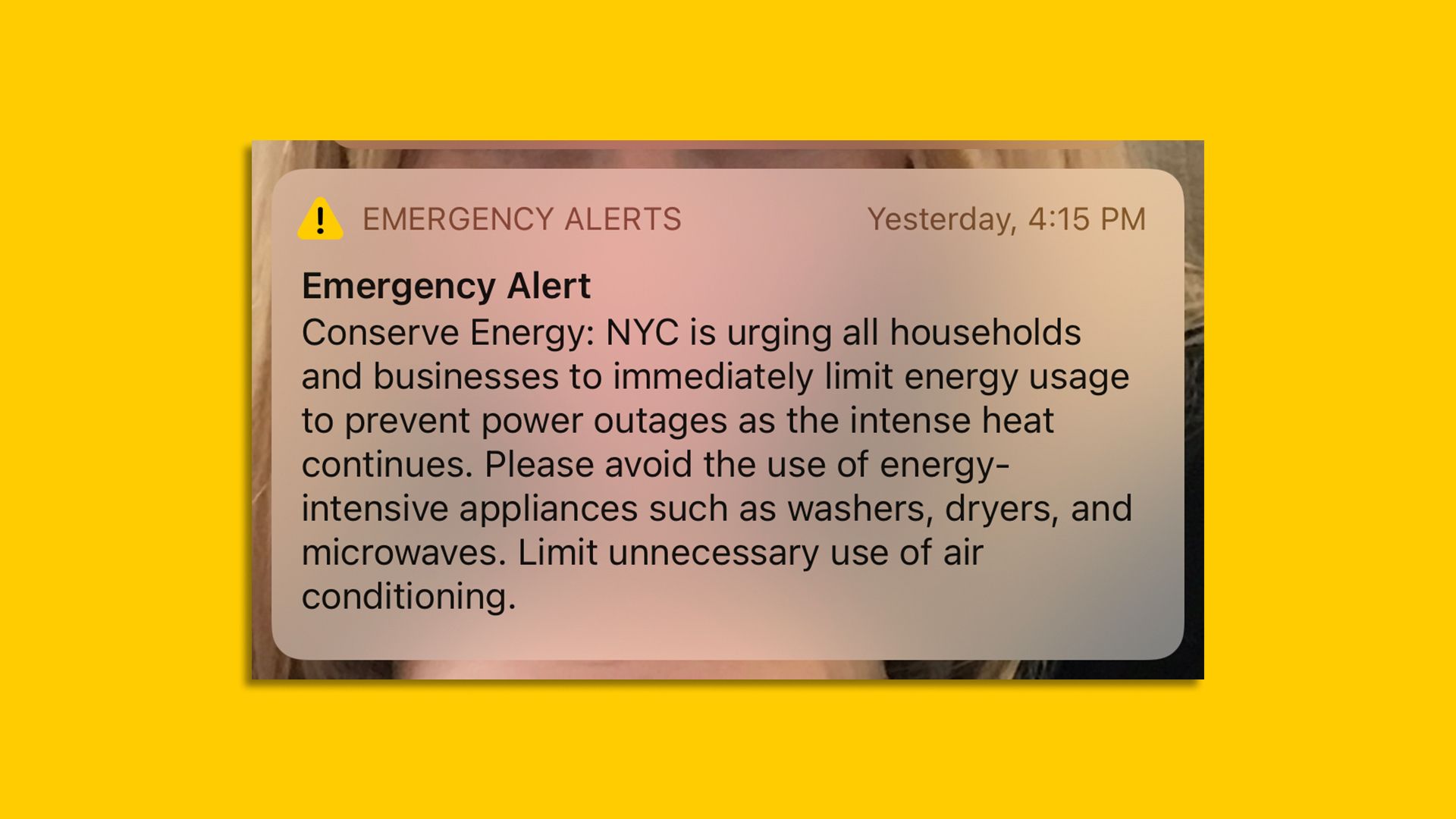 Emergency alert heat wave