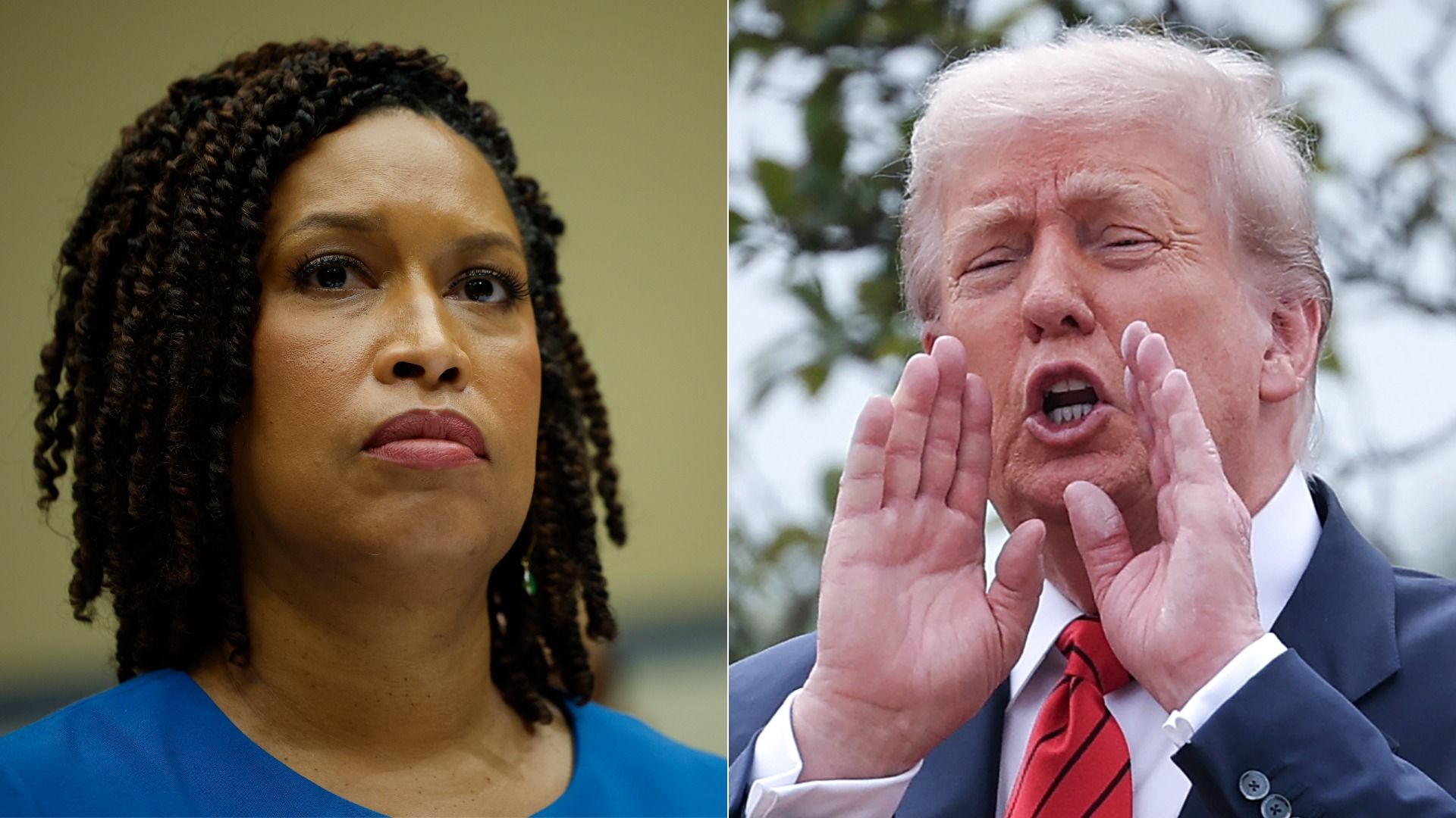 Split image showing Bowser and Trump