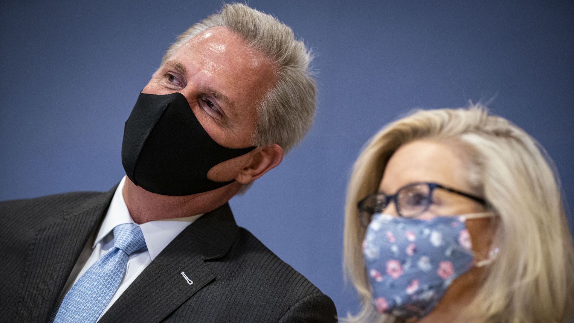 House Minority Leader and House GOP Conference Chair Liz Cheney are seen together on Wednesday.