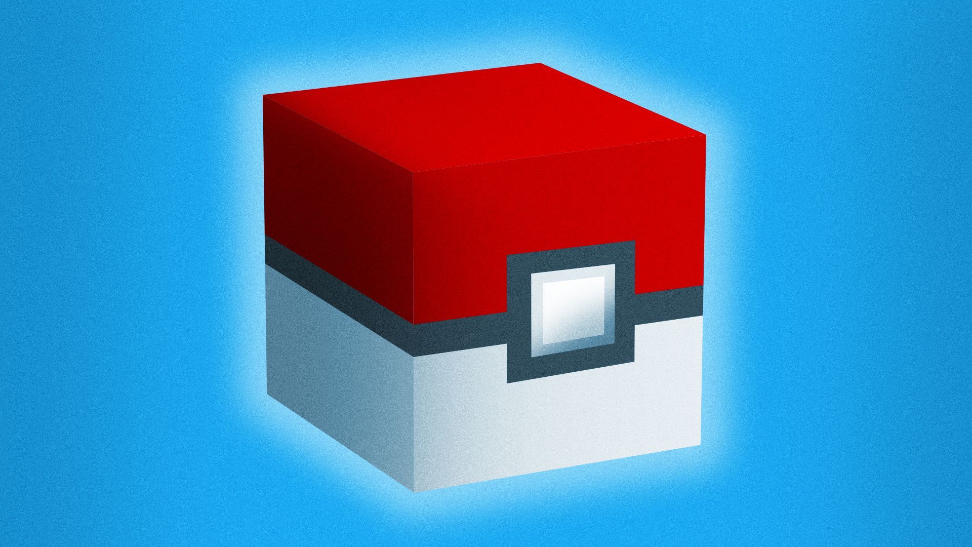 Illustration of a Poké Ball in the shape of a cube.