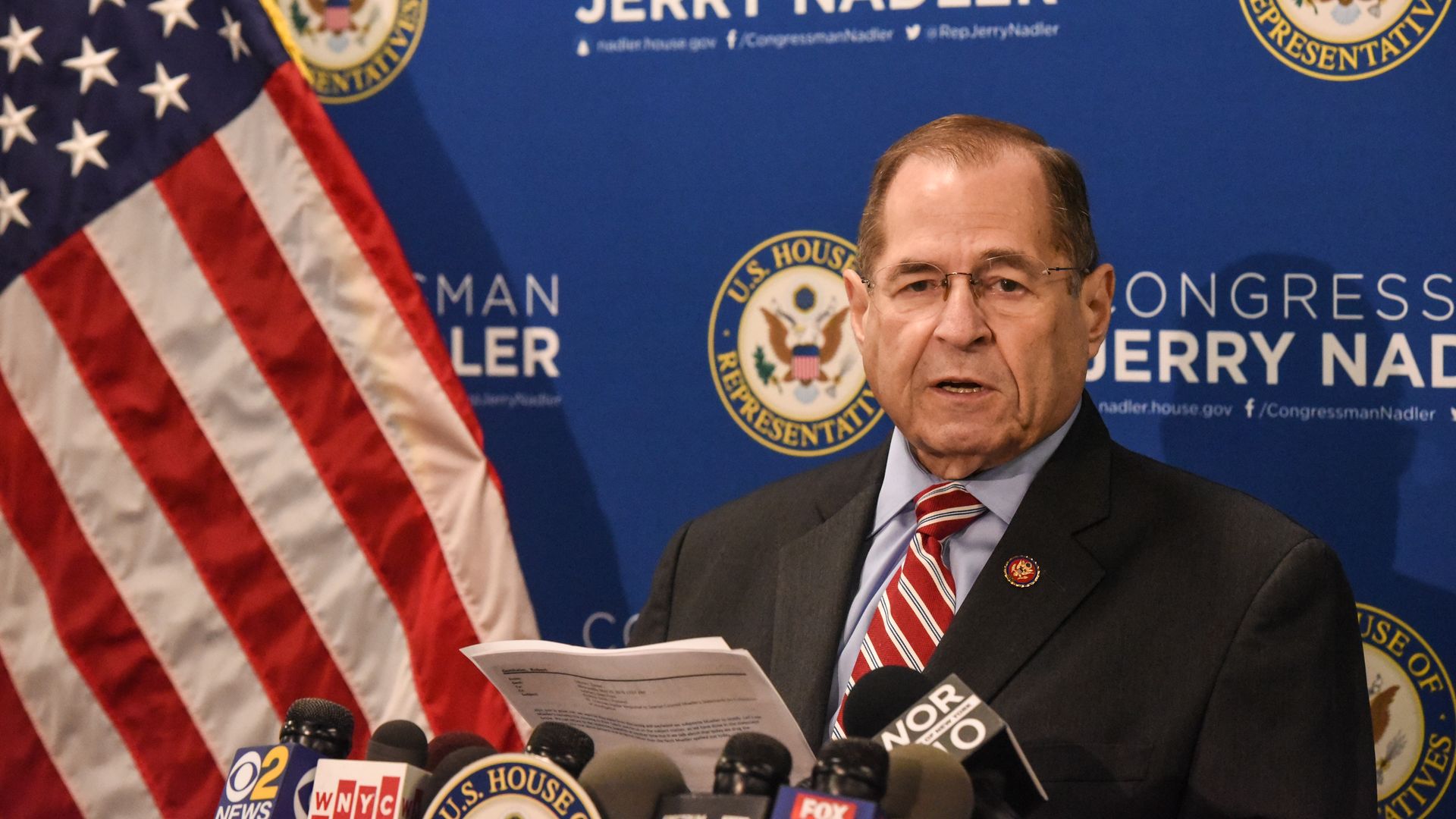 Committee Chairman of U.S. House Judiciary Committee Rep. Jerry Nadler (D-NY) speaks to members of the press on May 29.